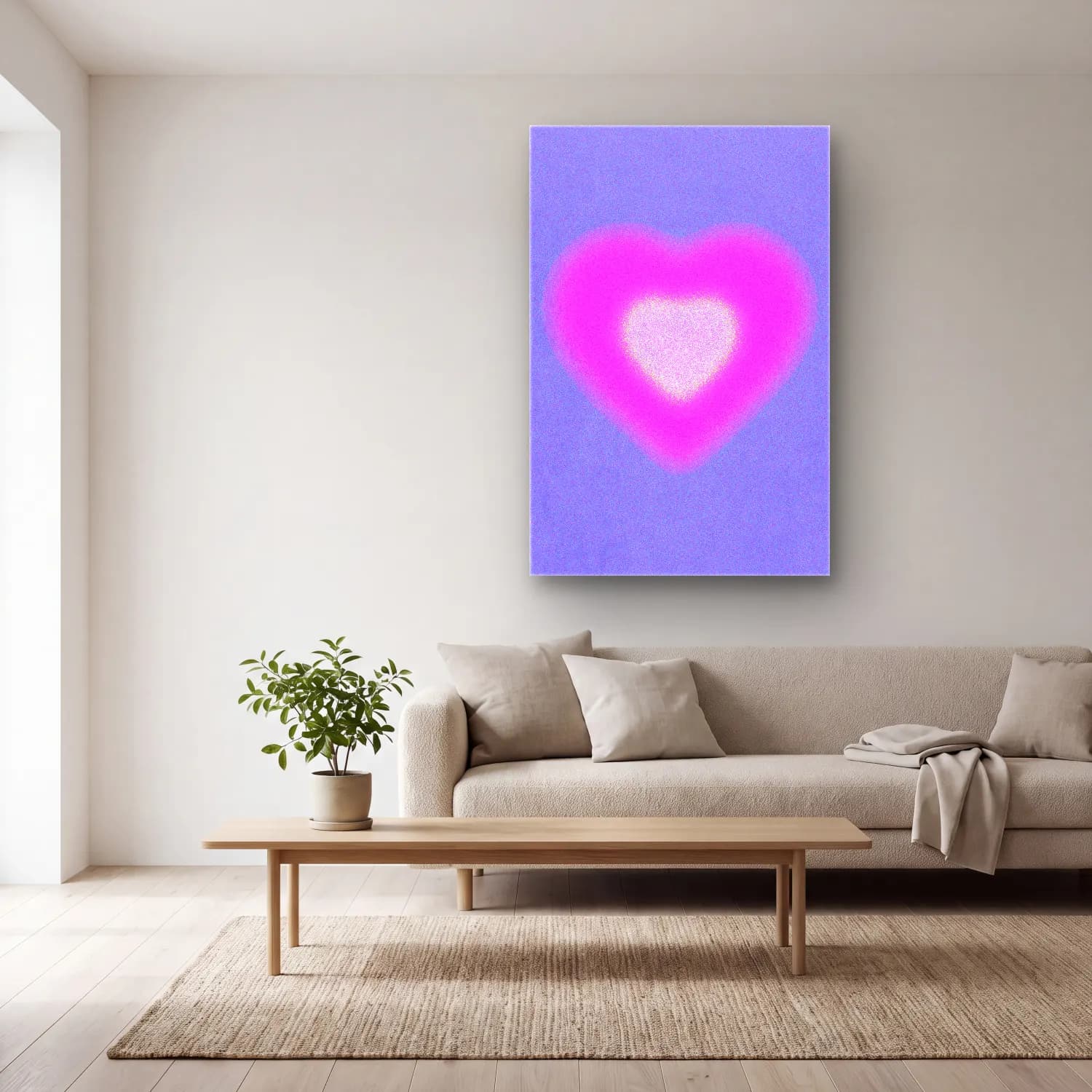 Pastel Renk Alanları No. 14 cam tablo — açık renk salonda