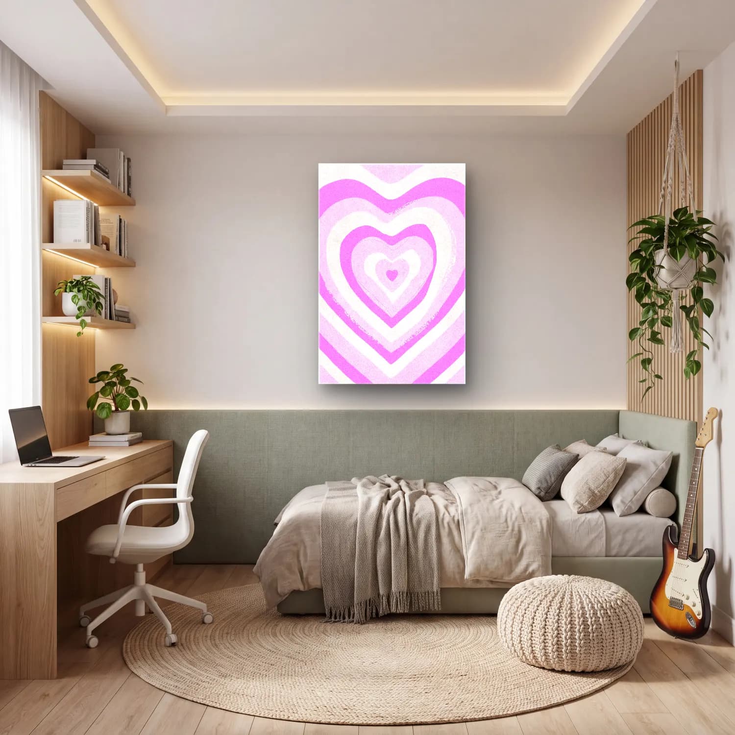 Pastel Dama Deseni – Pembe Tonlar cam tablo — genç odasında