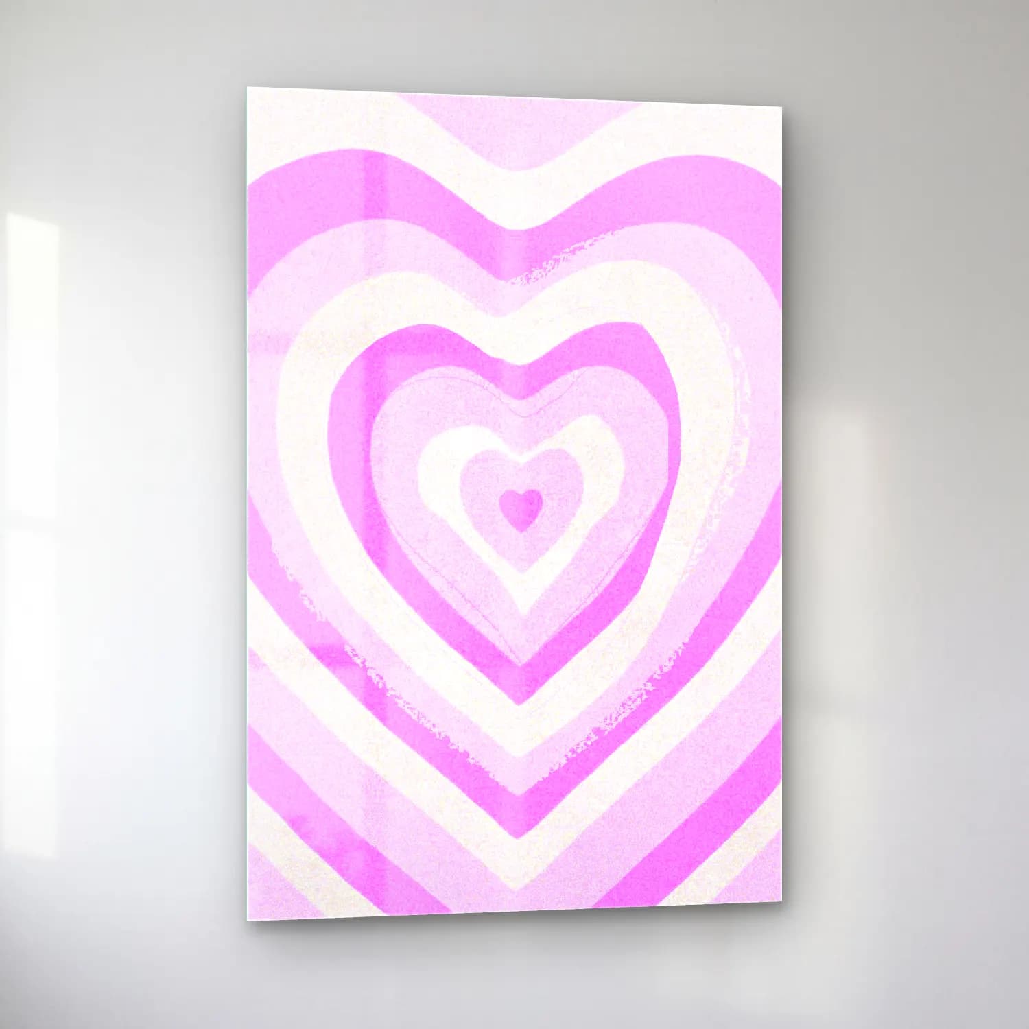 Pastel Dama Deseni – Pembe Tonlar cam tablo — sol açıdan görünüm