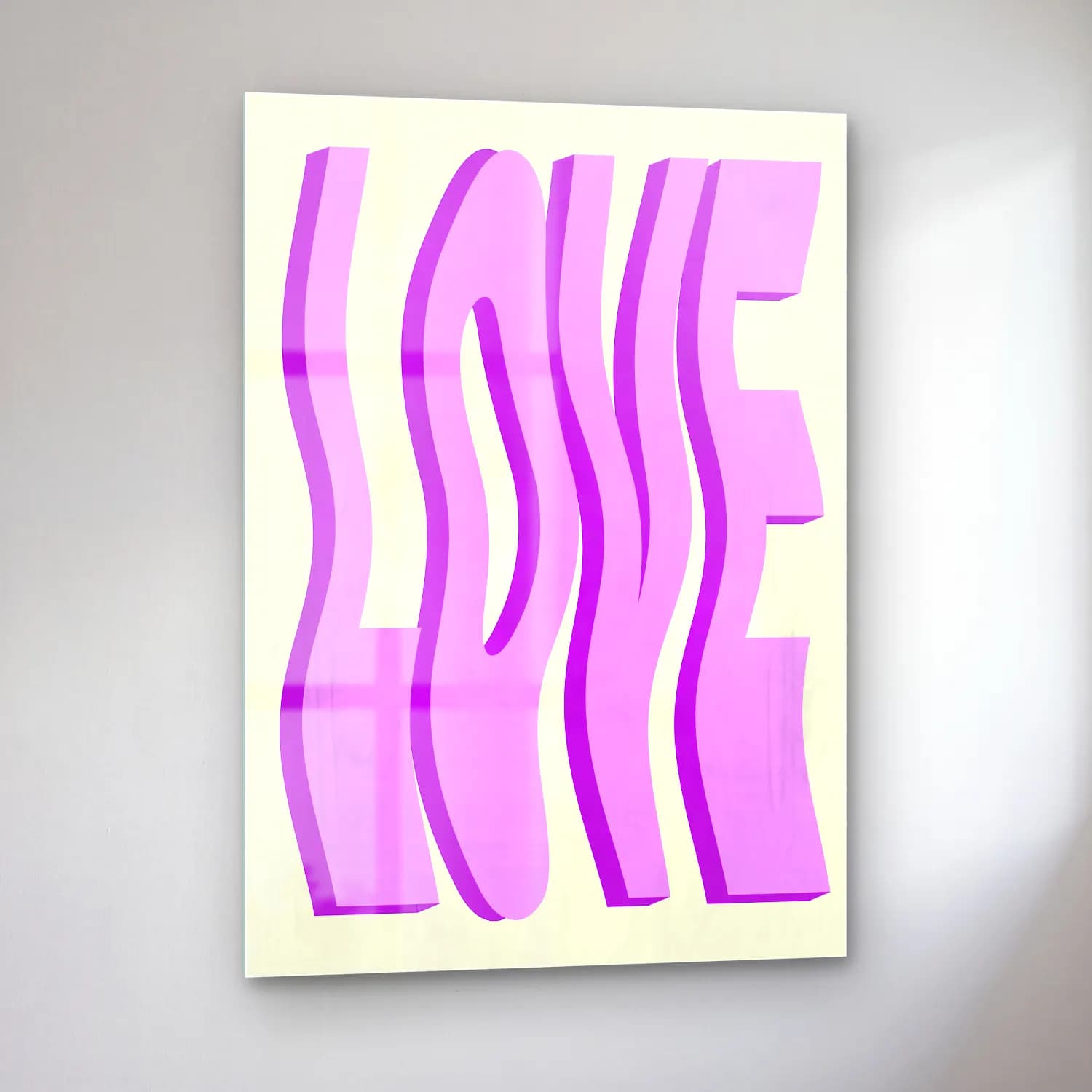 Pastel Yazılı Tasarım No. 61 cam tablo — sol açıdan görünüm