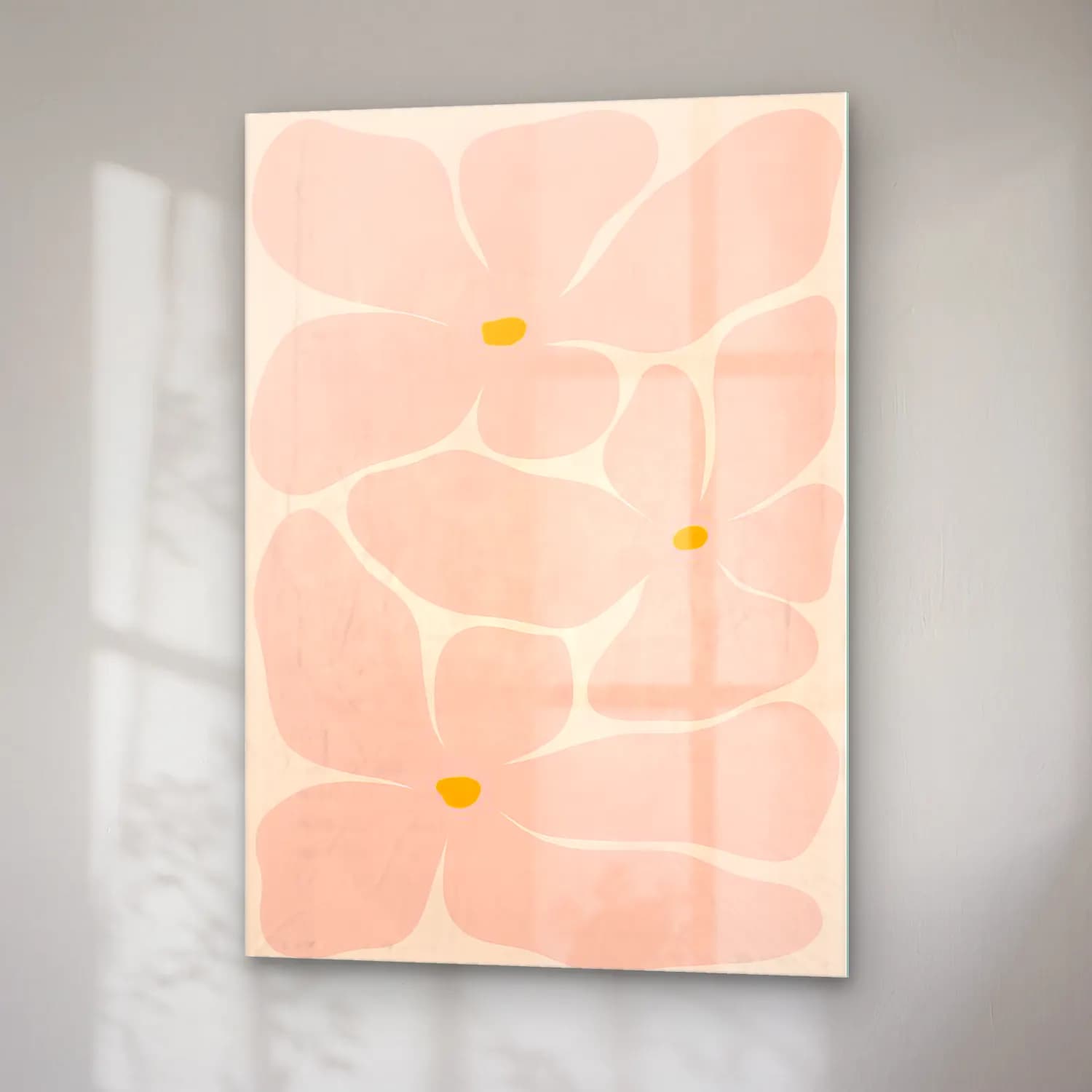 Pastel Çiçek Deseni No. 64 cam tablo — sağ açıdan görünüm