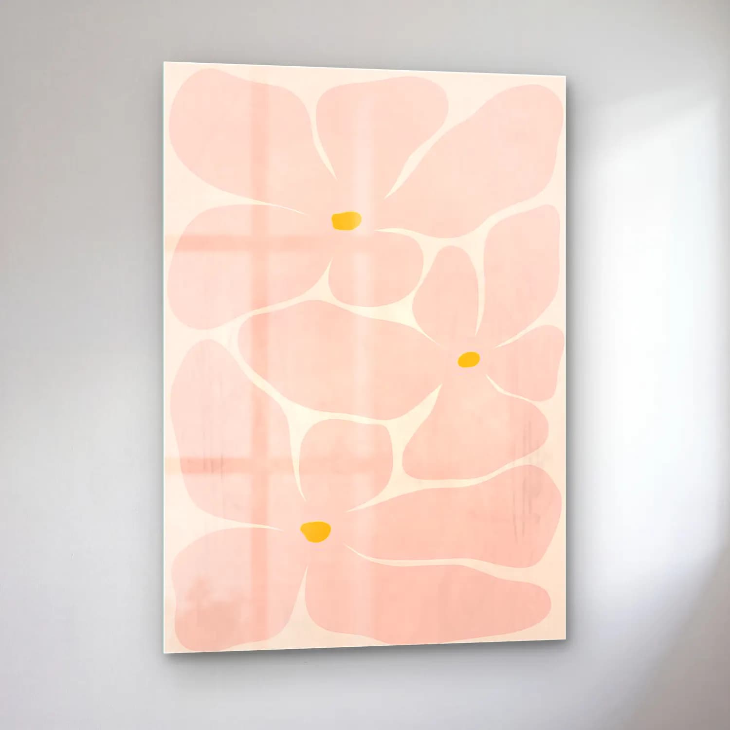 Pastel Çiçek Deseni No. 64 cam tablo — sol açıdan görünüm