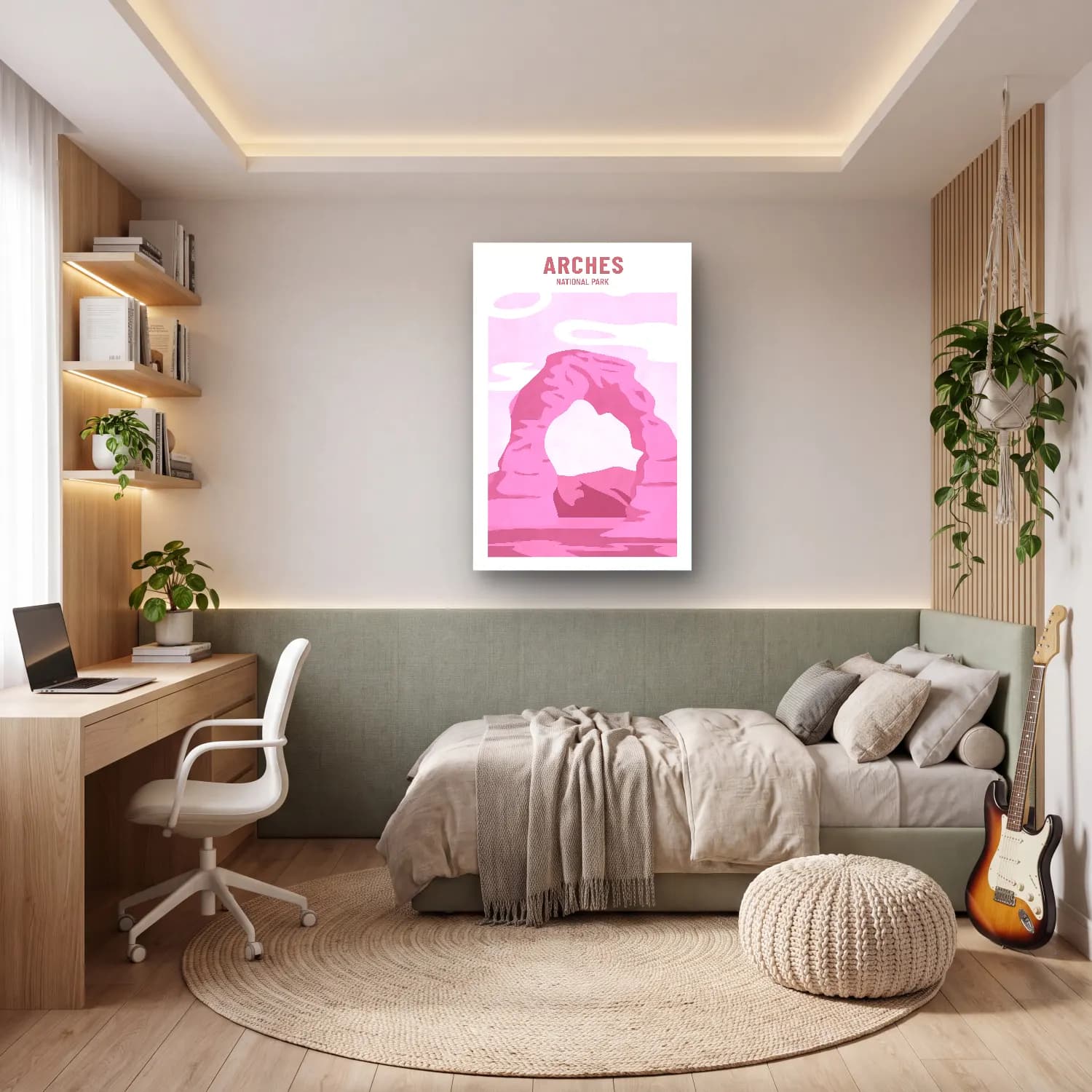 Pastel Soyut Kemer No. 4 cam tablo — genç odasında