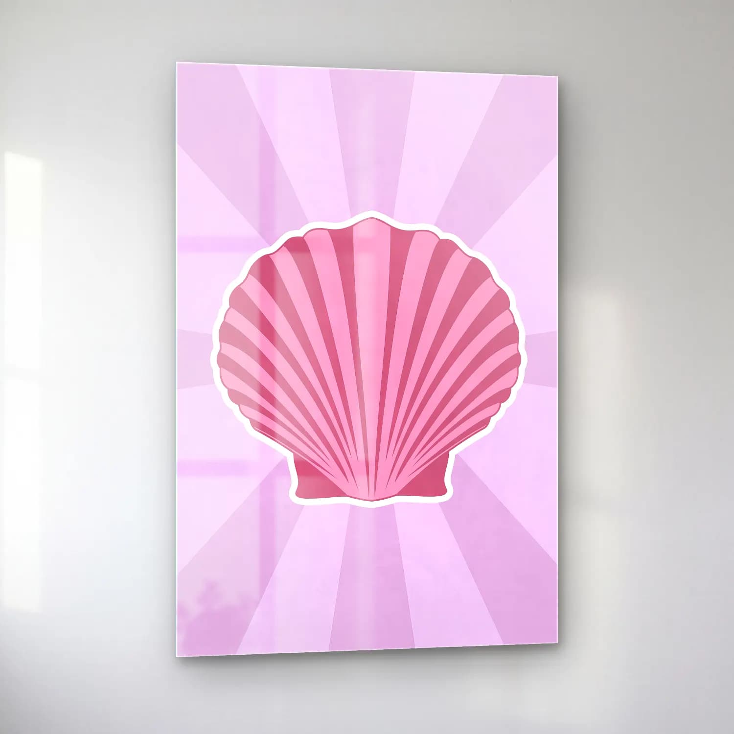 Pastel Deniz Kabukları – Pembe Tonlar cam tablo — sol açıdan görünüm