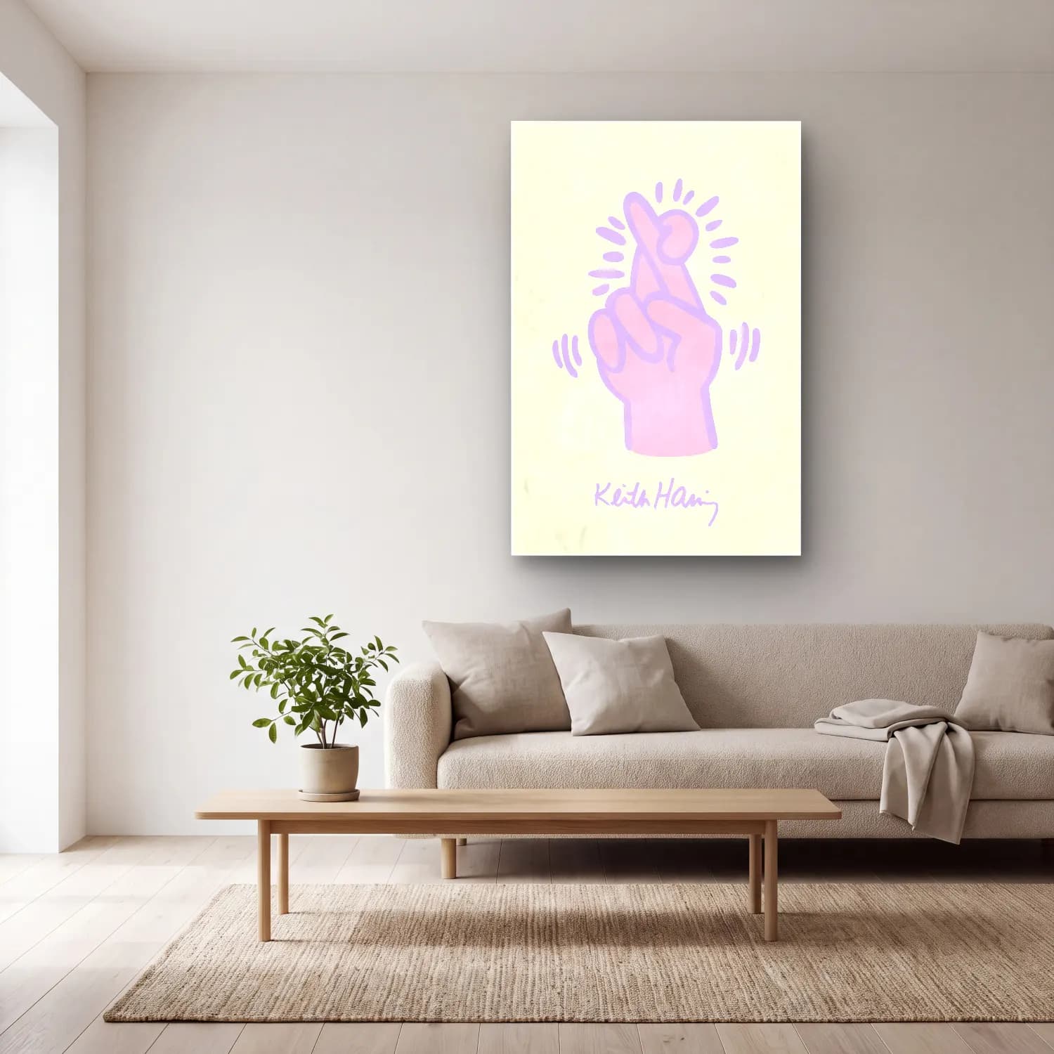 Pastel Eller – Pembe Tonlar cam tablo — açık renk salonda