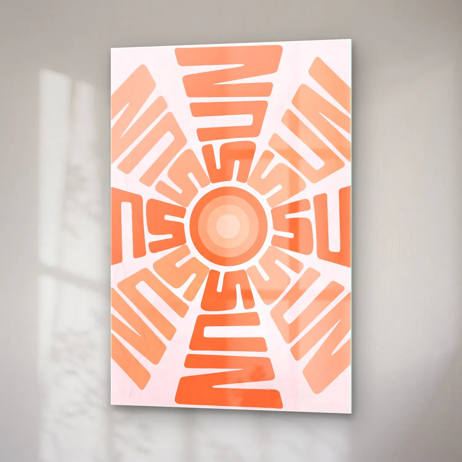 Boho Geometrik Daireler No. 26 cam tablo — sağ açıdan görünüm