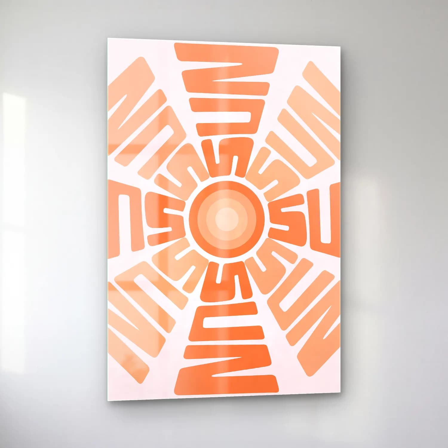 Boho Geometrik Daireler No. 26 cam tablo — sol açıdan görünüm