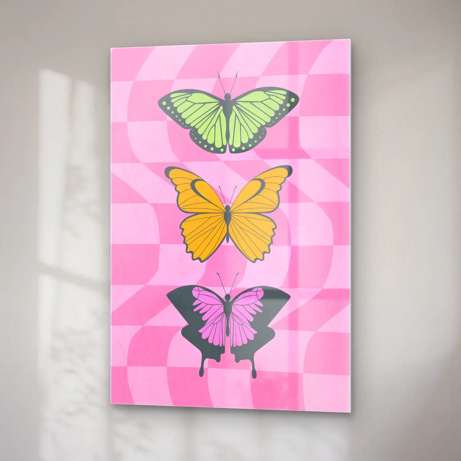 Pastel Kelebek No. 20 cam tablo — sağ açıdan görünüm