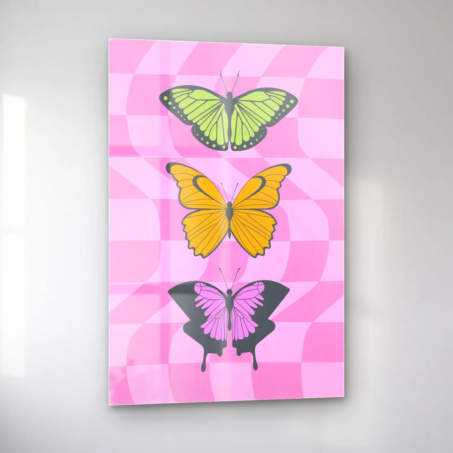 Pastel Kelebek No. 20 cam tablo — sol açıdan görünüm