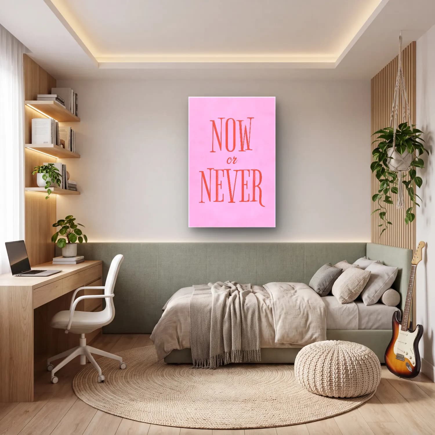 Pastel Yazılı Tasarım No. 70 cam tablo — genç odasında