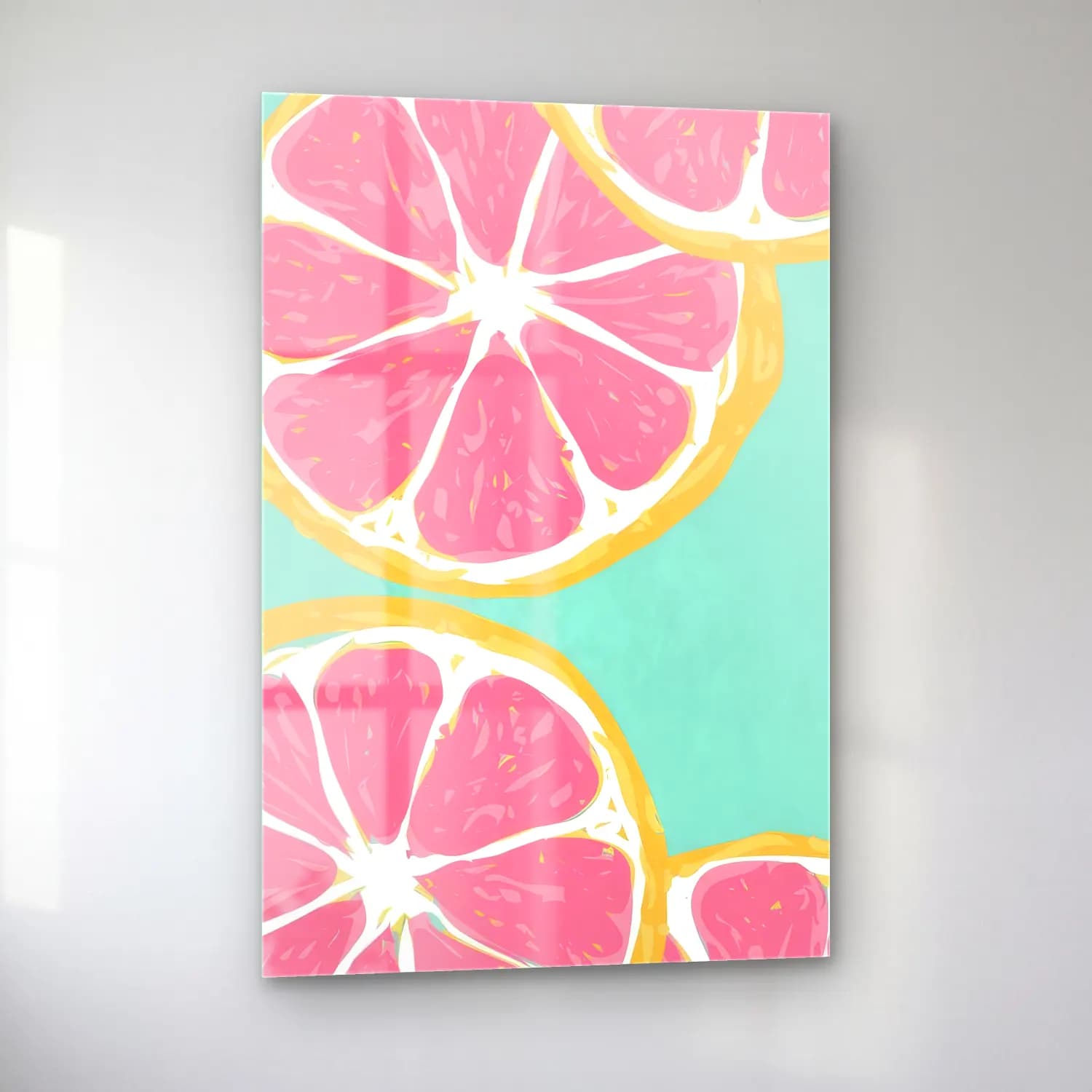 Pastel Portakallar – Pembe Tonlar cam tablo — sol açıdan görünüm