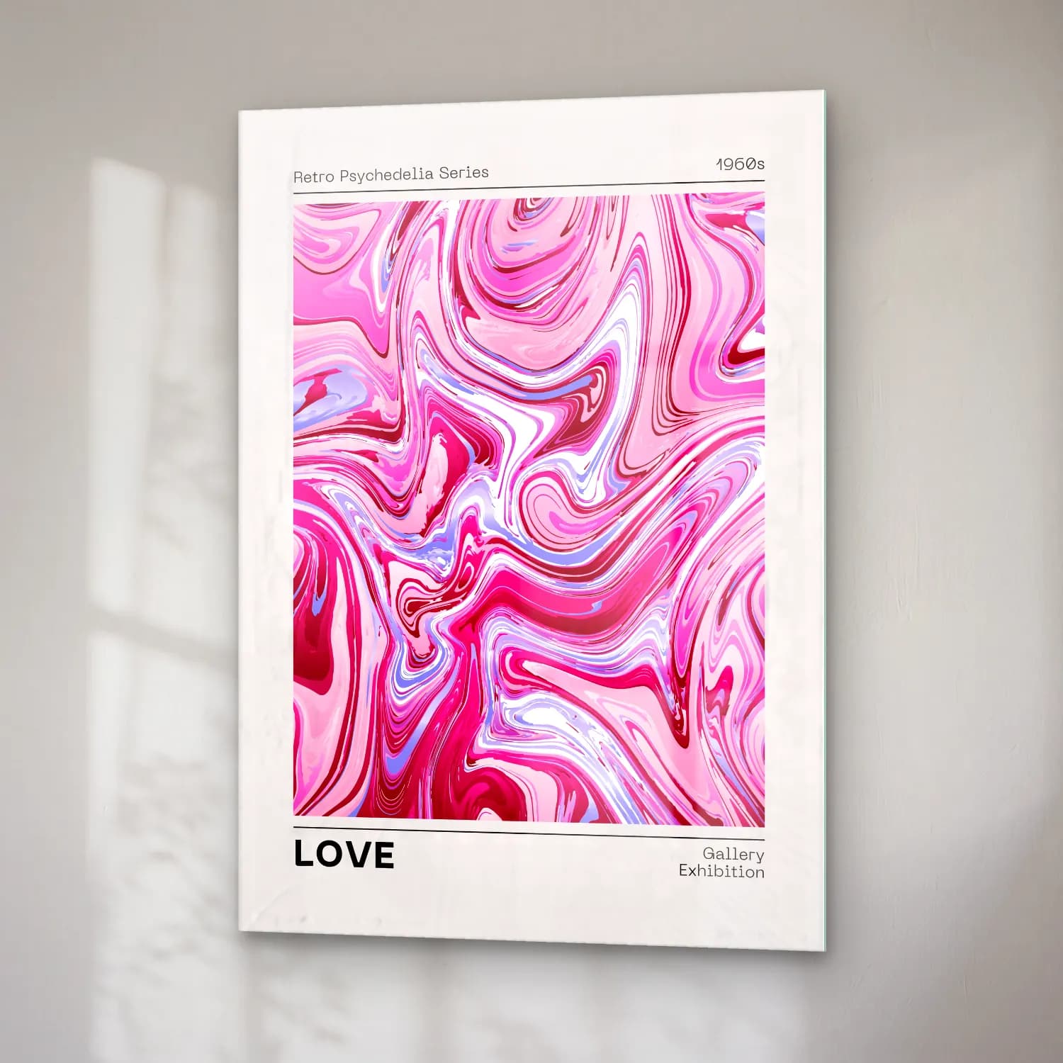 Pastel Mermer Doku No. 6 cam tablo — sağ açıdan görünüm