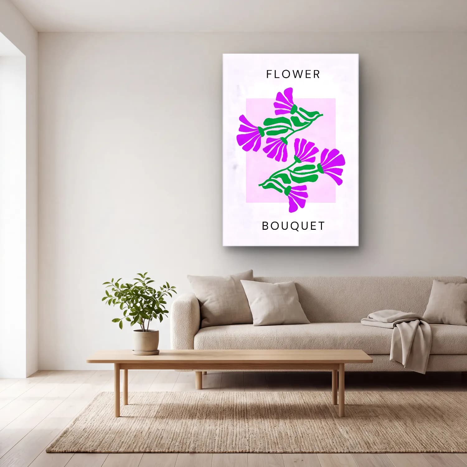 Pastel Çiçek Deseni No. 67 cam tablo — açık renk salonda