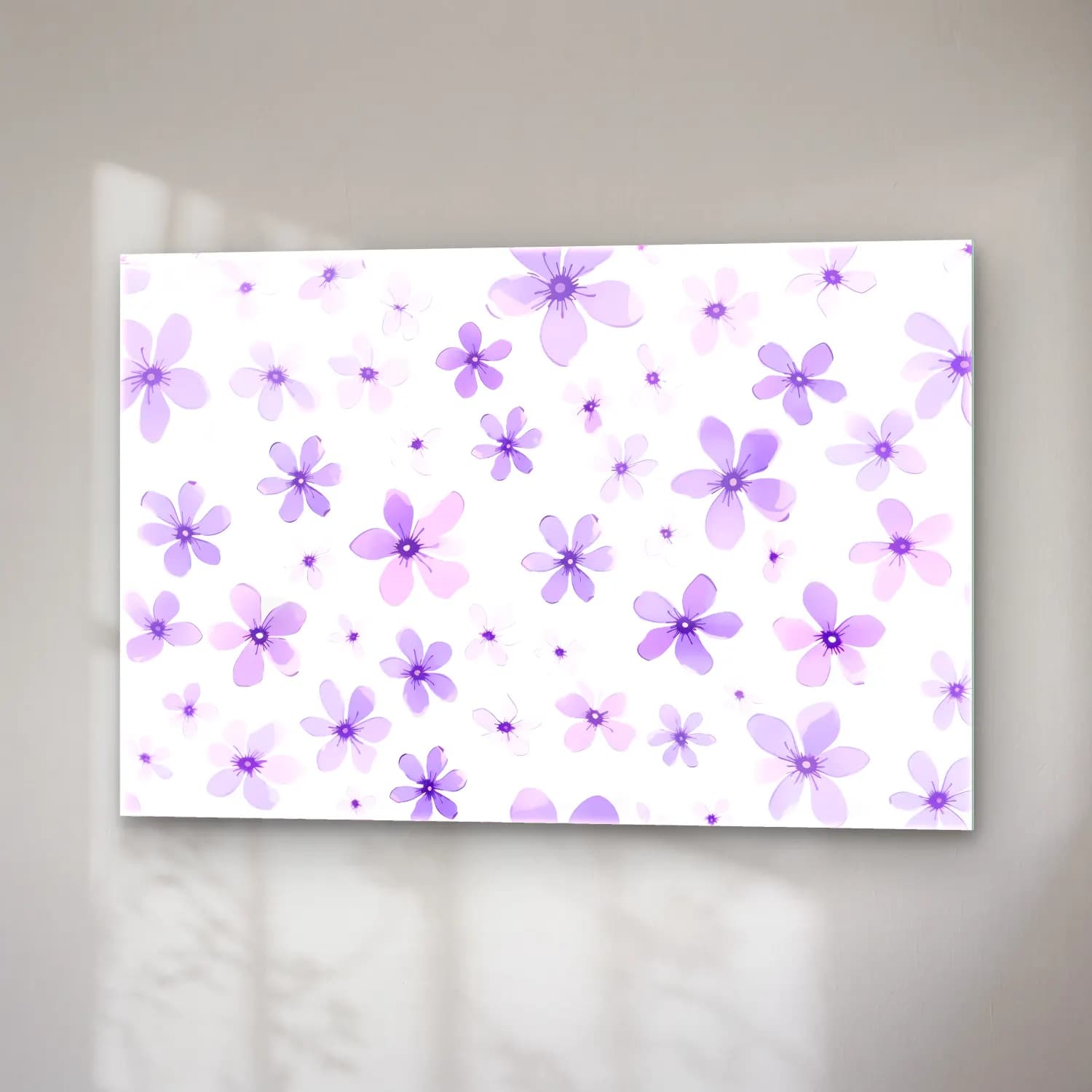 Pastel Çiçek Deseni No. 69 cam tablo — sağ açıdan görünüm