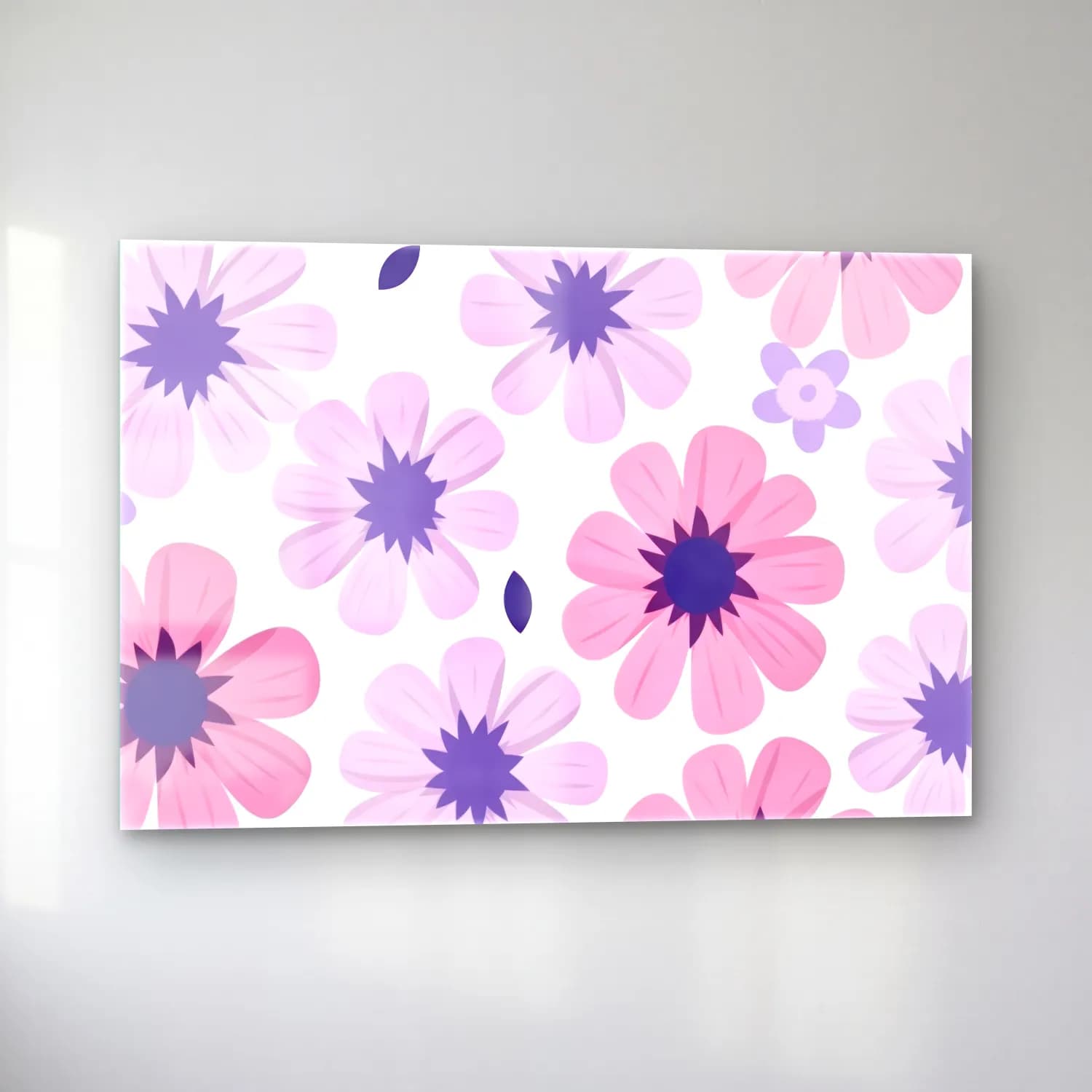 Pastel Çiçek Deseni No. 70 cam tablo — sol açıdan görünüm