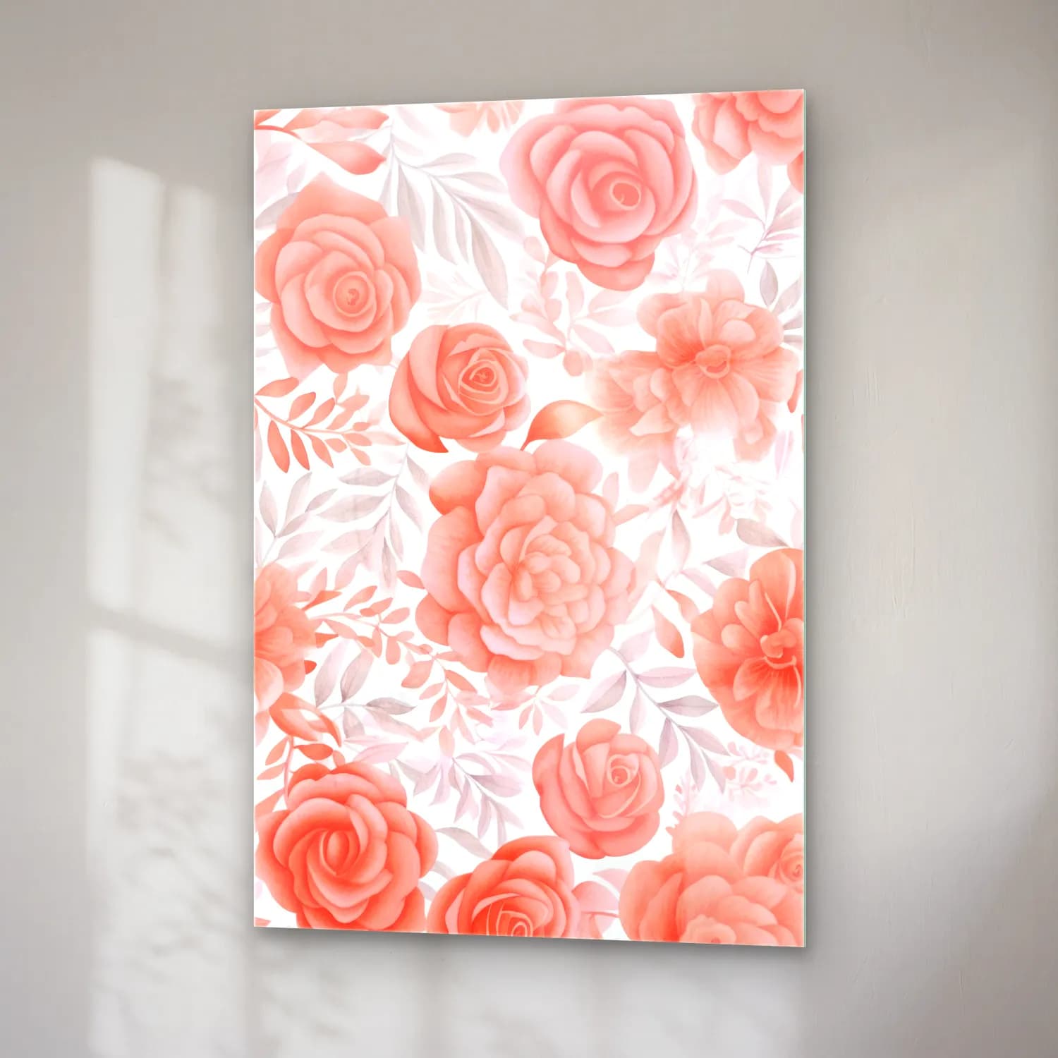 Pastel Çiçek Deseni No. 71 cam tablo — sağ açıdan görünüm