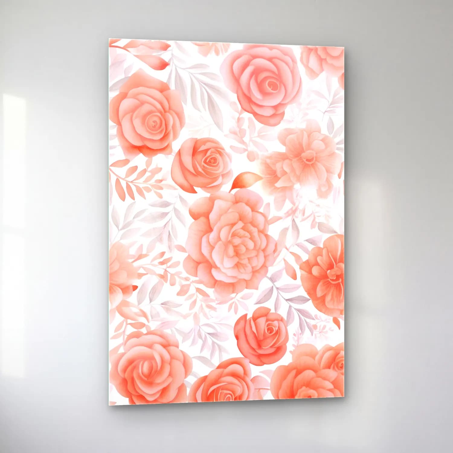 Pastel Çiçek Deseni No. 71 cam tablo — sol açıdan görünüm