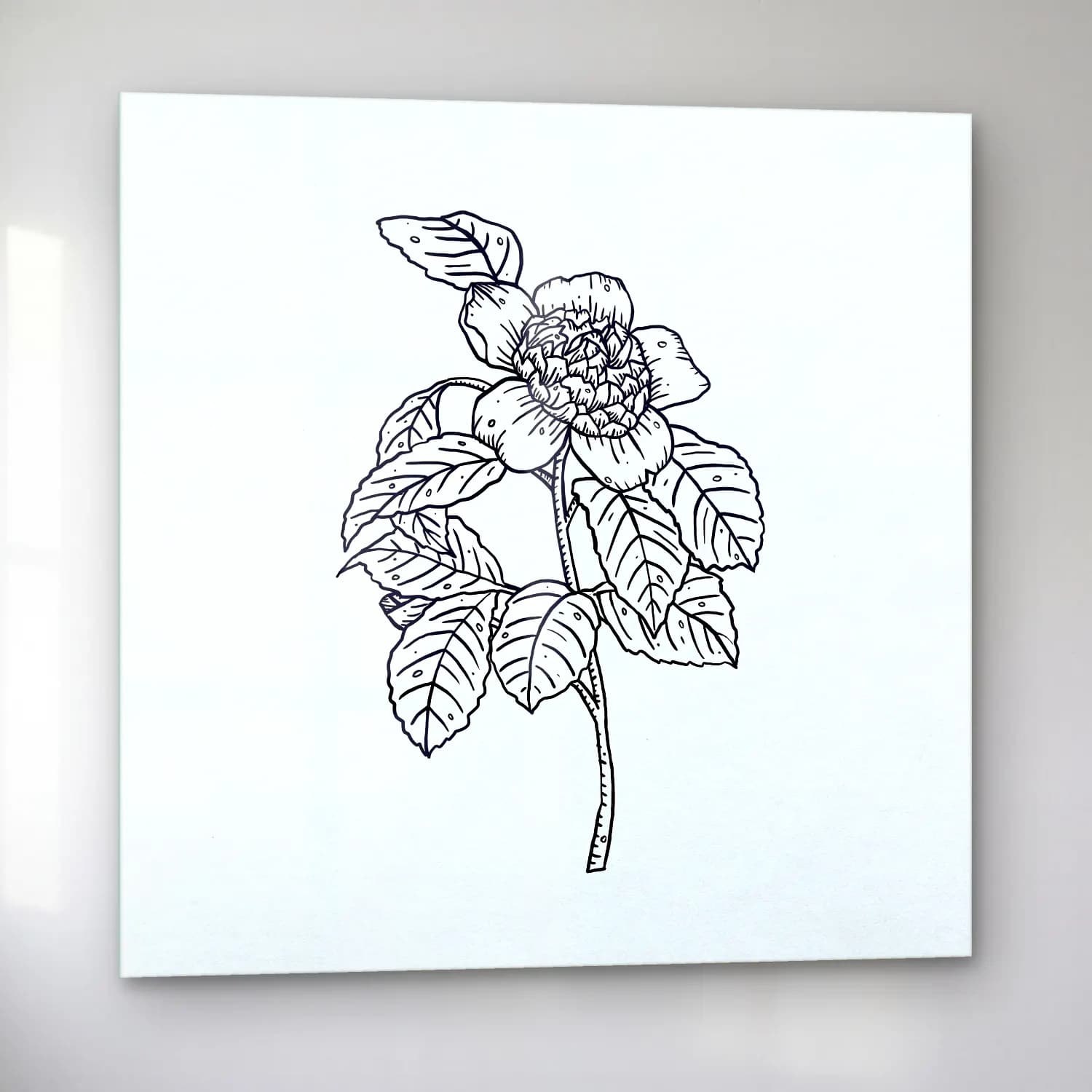 Botanik İllüstrasyon Çiçek Deseni No. 51 cam tablo — sol açıdan görünüm