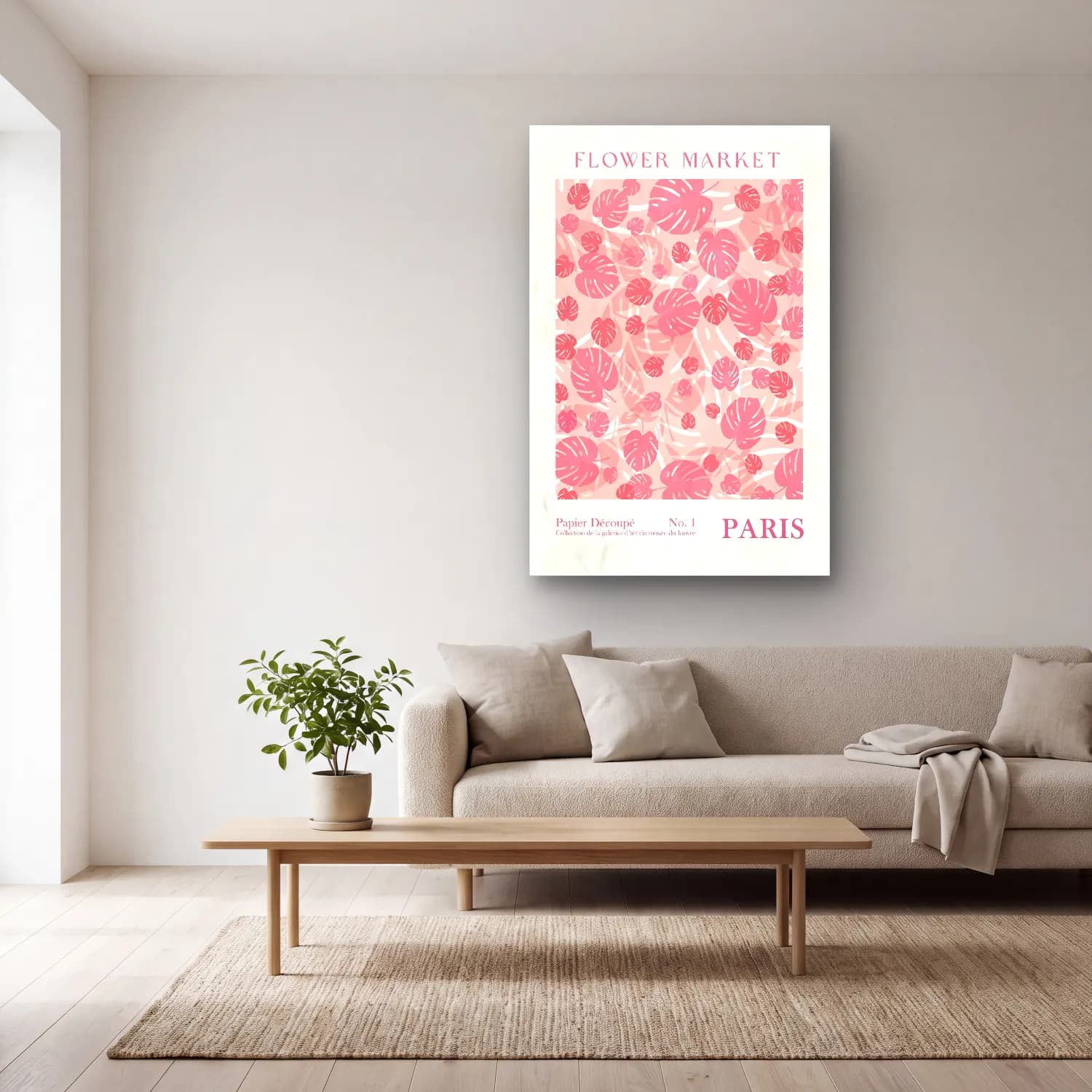 Pastel Çiçek Deseni No. 59 cam tablo — açık renk salonda
