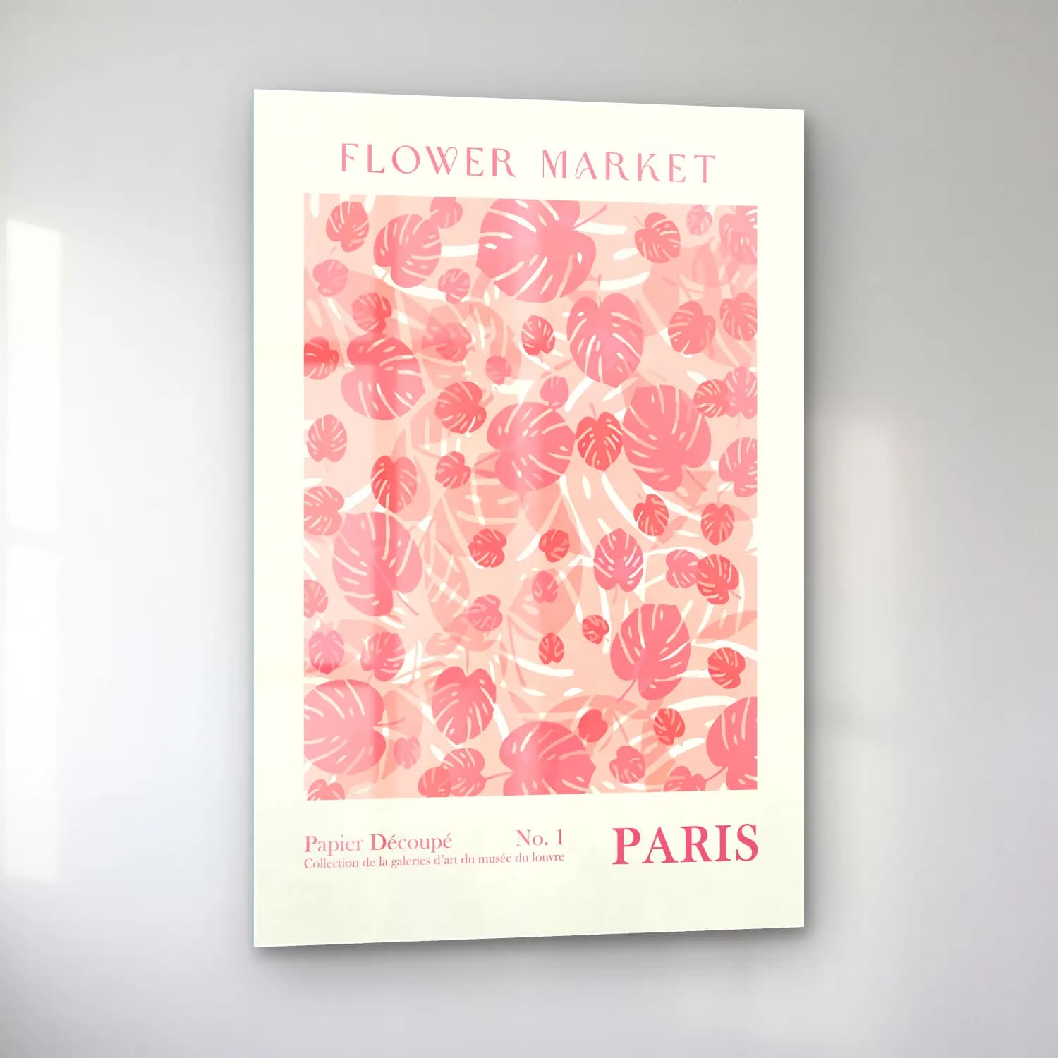 Pastel Çiçek Deseni No. 59 cam tablo — sol açıdan görünüm