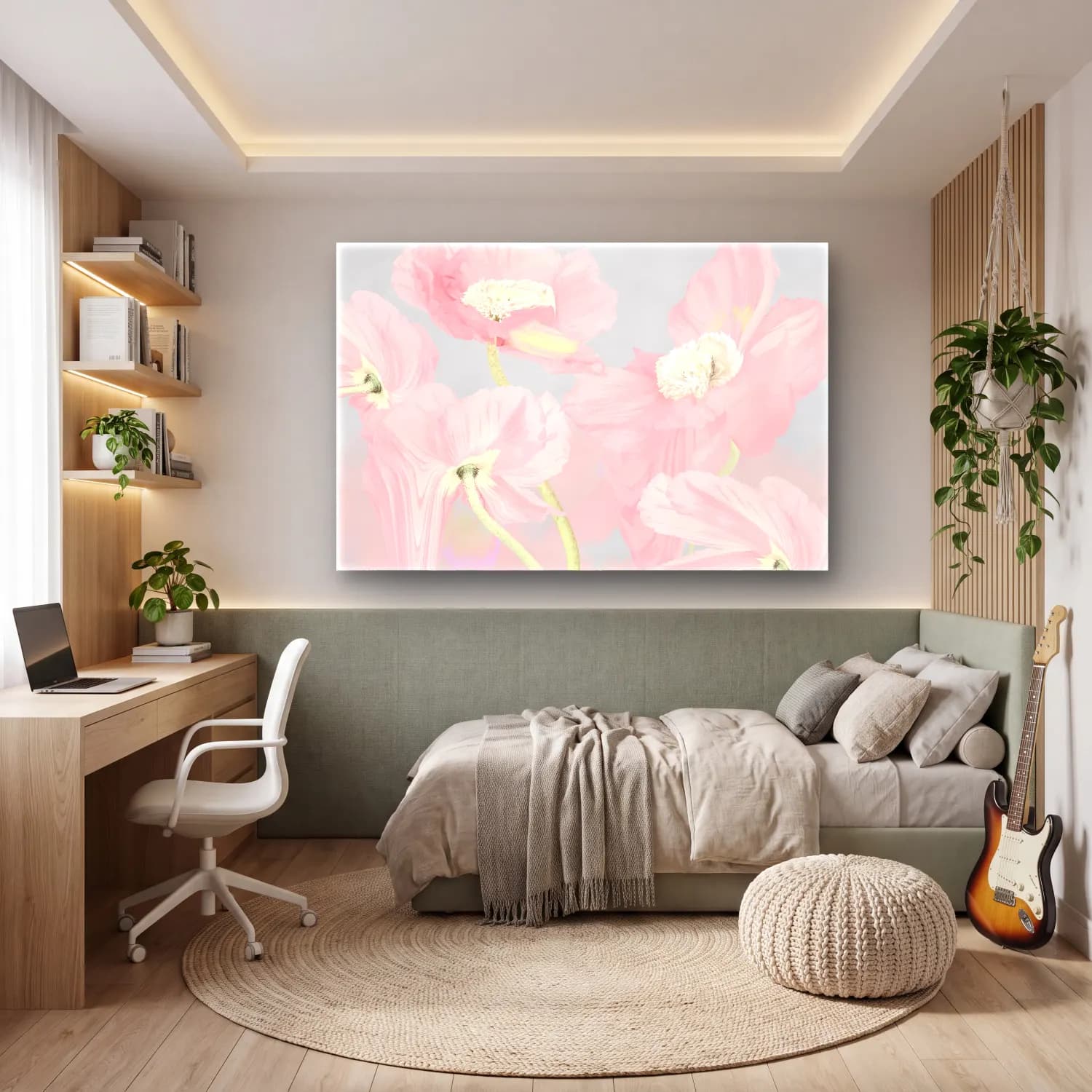 Pastel Gelincikler – Pembe Tonlar cam tablo — genç odasında