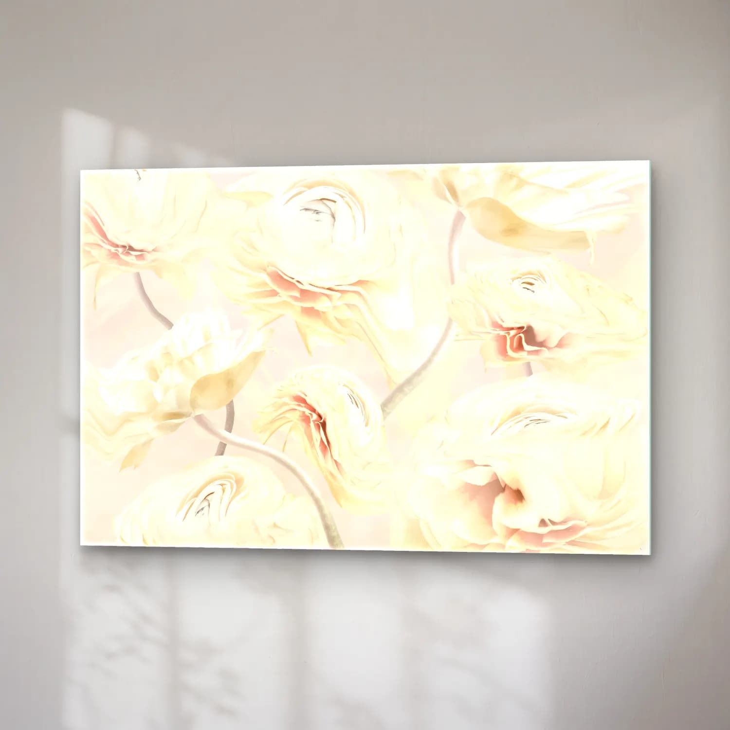 Pastel Çiçek Deseni No. 86 cam tablo — sağ açıdan görünüm