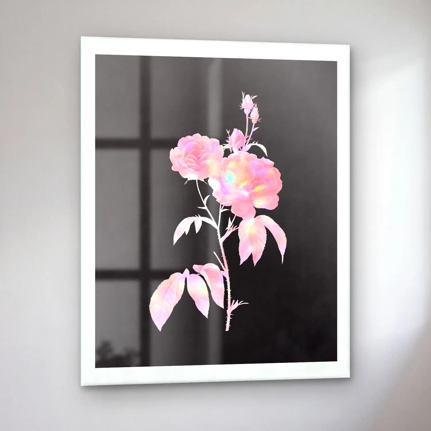 Pastel Güller No. 14 cam tablo — sol açıdan görünüm