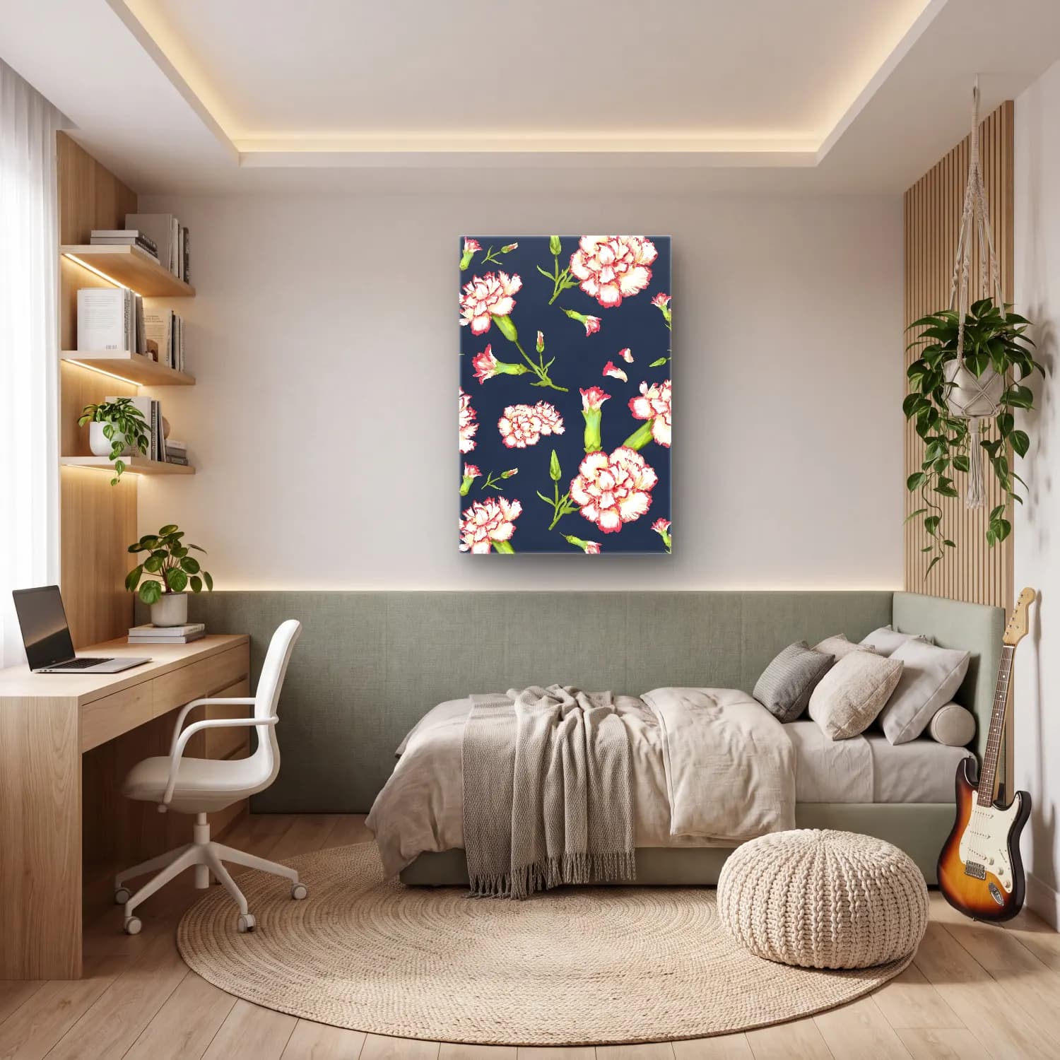 Botanik İllüstrasyon Çiçek Deseni No. 131 cam tablo — genç odasında