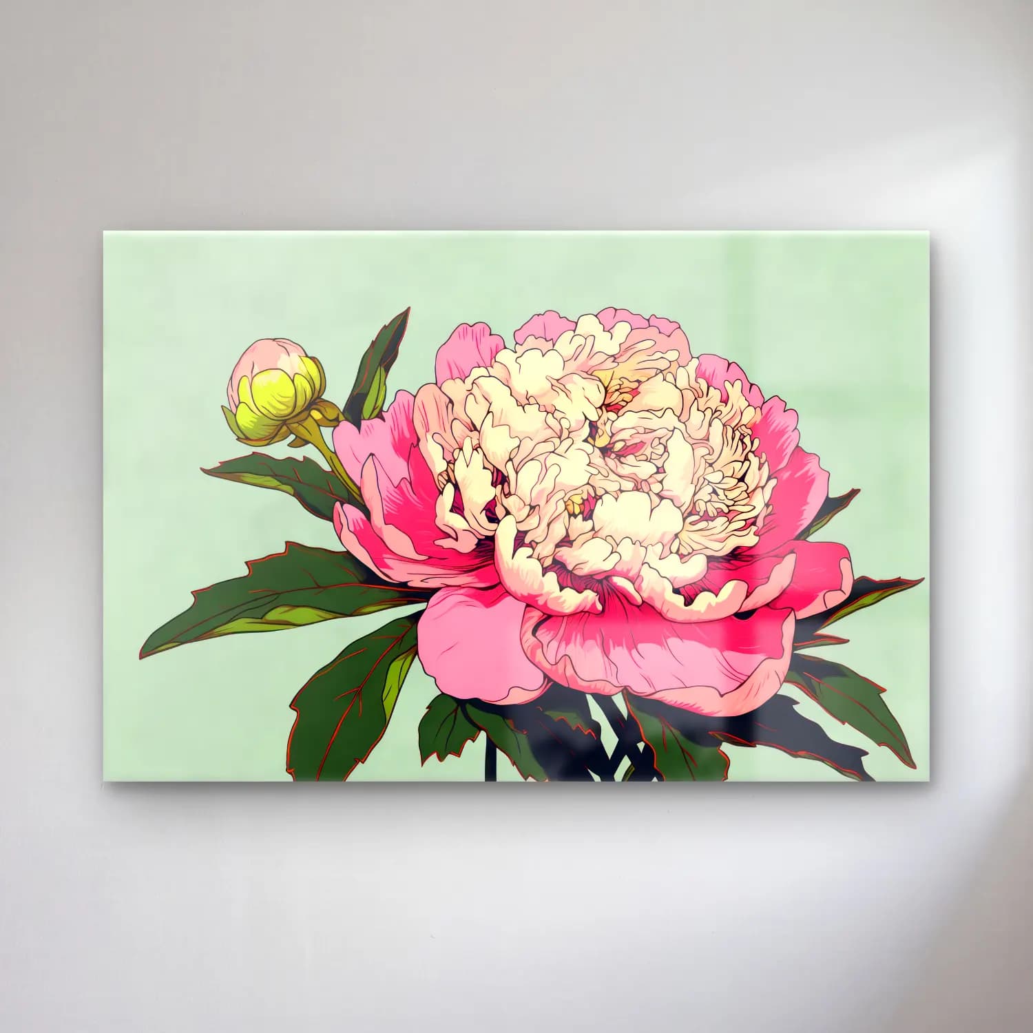 Botanik İllüstrasyon Pembe Şakayıklar No. 8 cam tablo — Botanik İllüstrasyon Pembe Şakayıklar No. 8 — botanik i̇llüstrasyon pembe şakayıklar