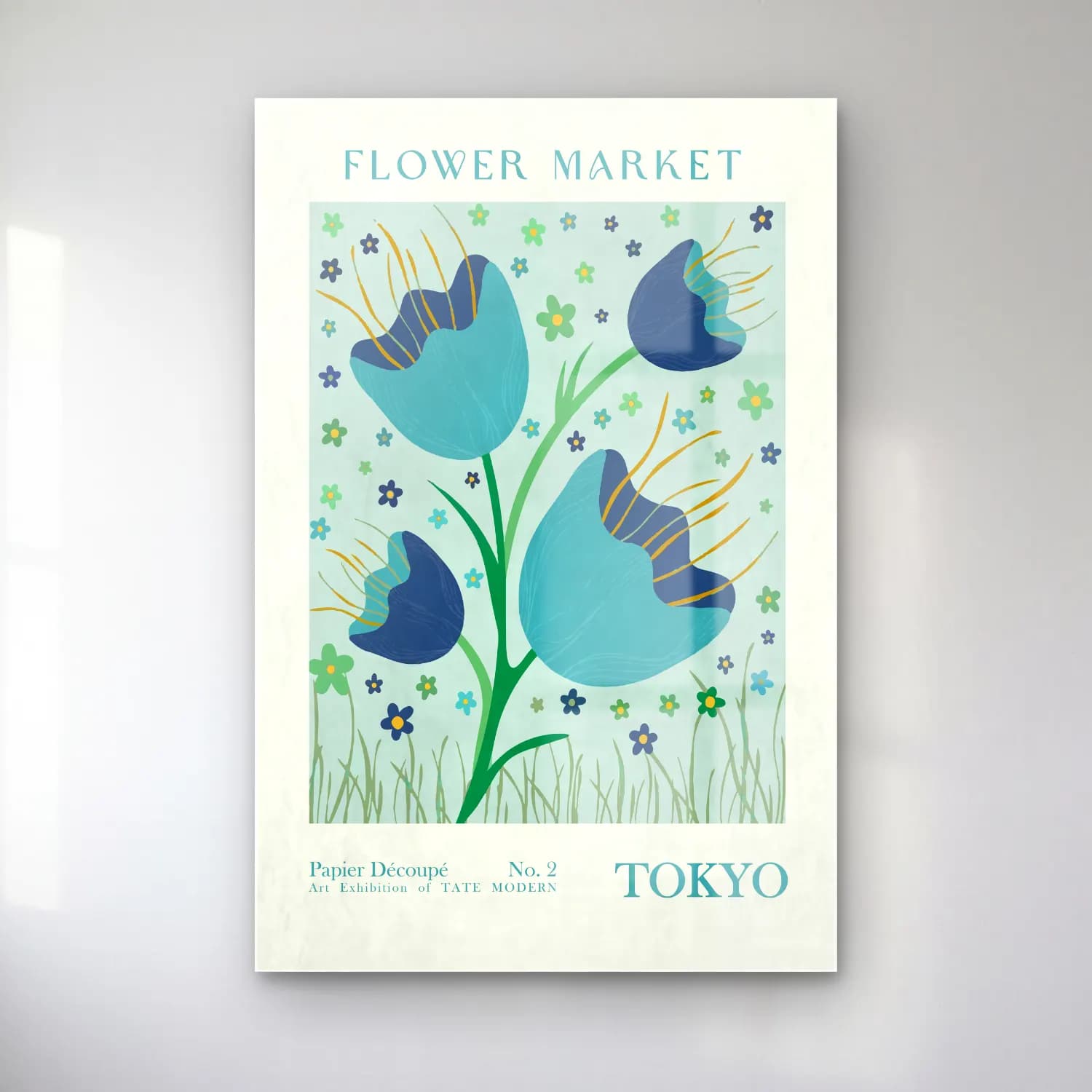 Boho Laleler – Turkuaz Tonlar cam tablo — Boho Laleler – Turkuaz Tonlar — boho laleler