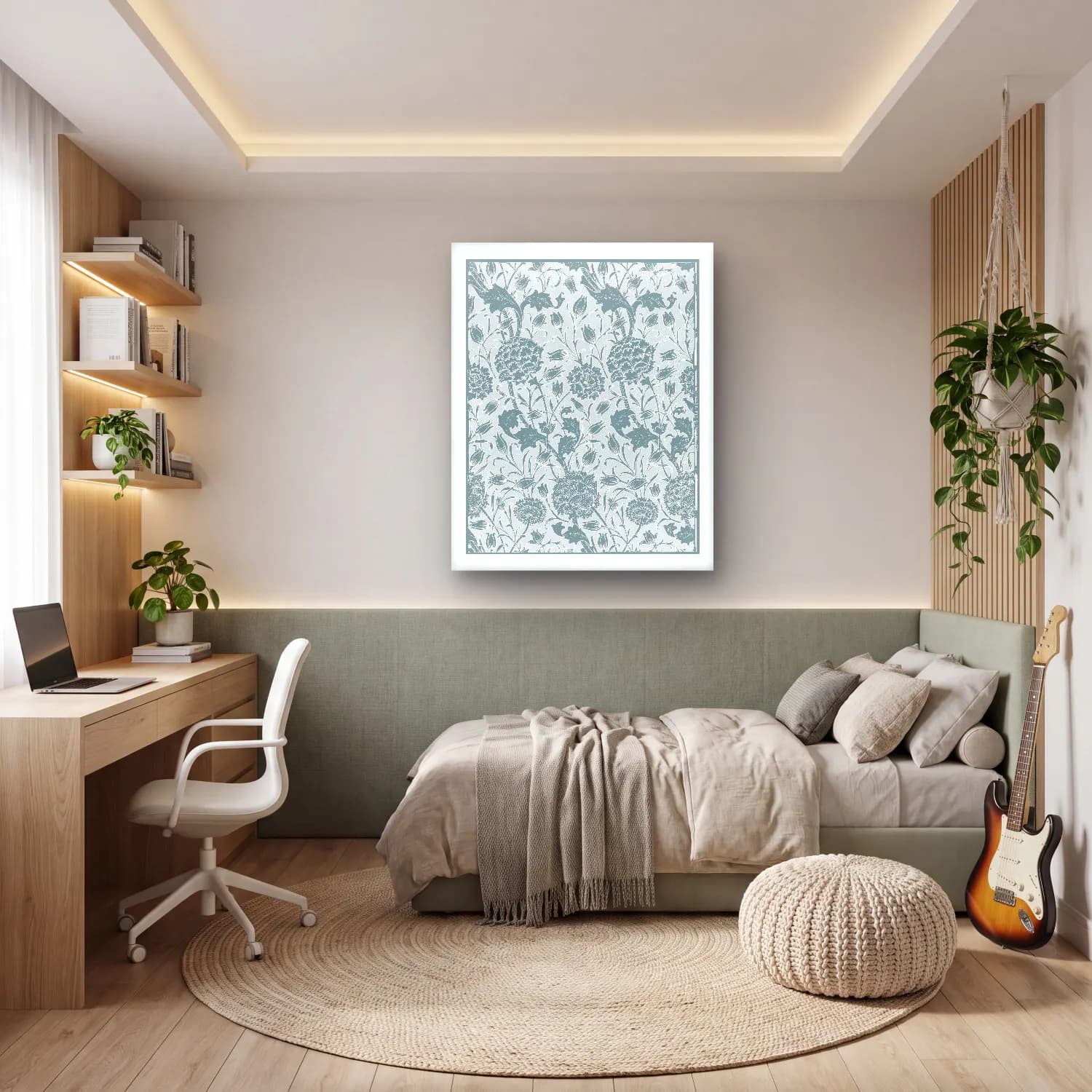 Botanik İllüstrasyon Çiçek Deseni No. 78 cam tablo — genç odasında