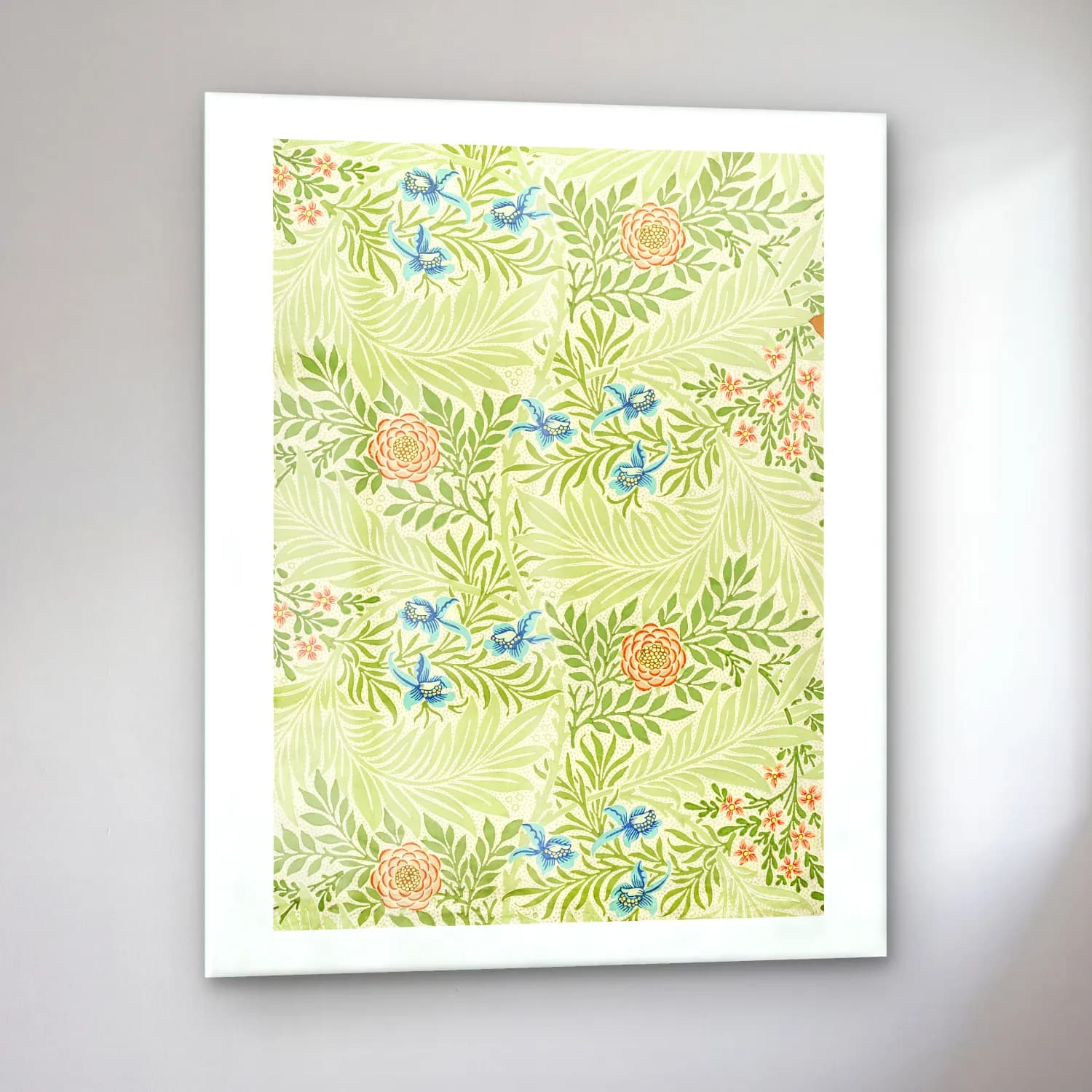 Pastel Çiçek Deseni No. 77 cam tablo — sol açıdan görünüm