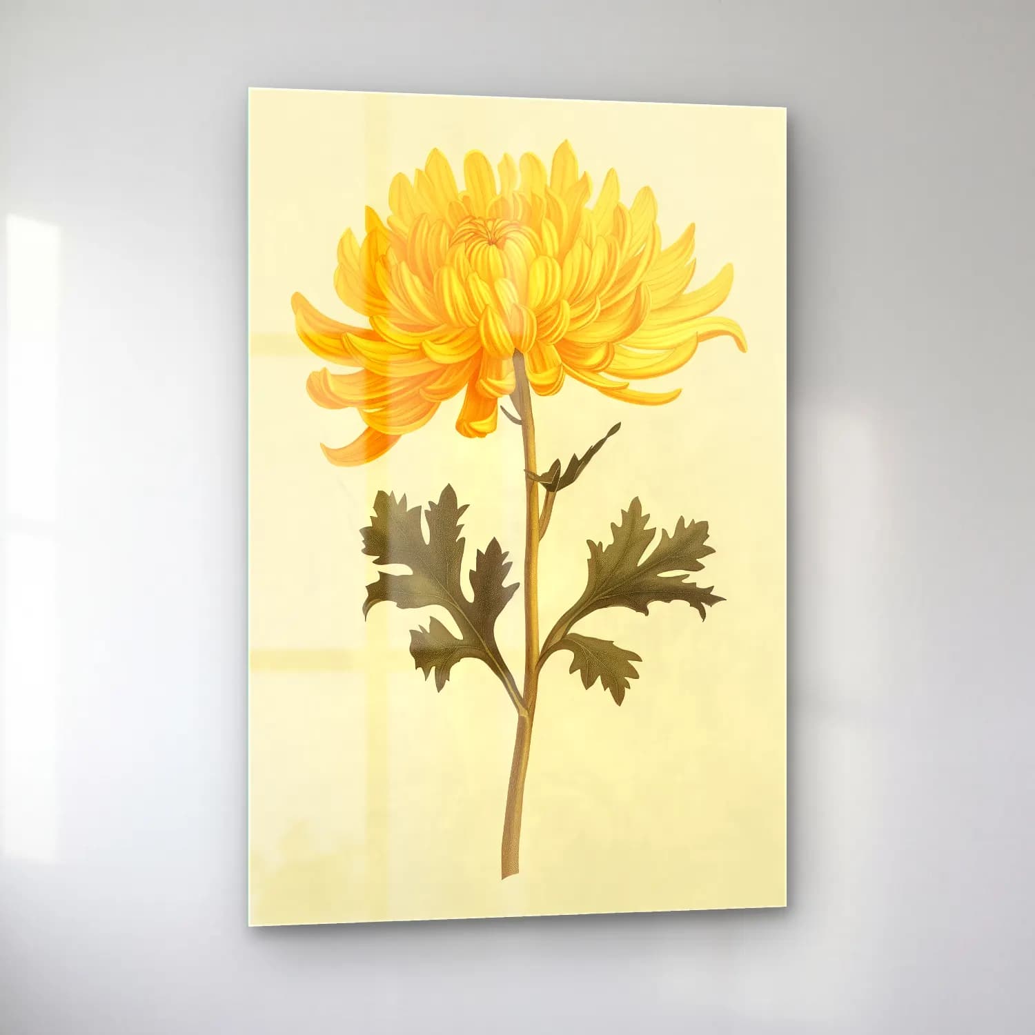 Botanik İllüstrasyon Çiçek Deseni No. 82 cam tablo — sol açıdan görünüm