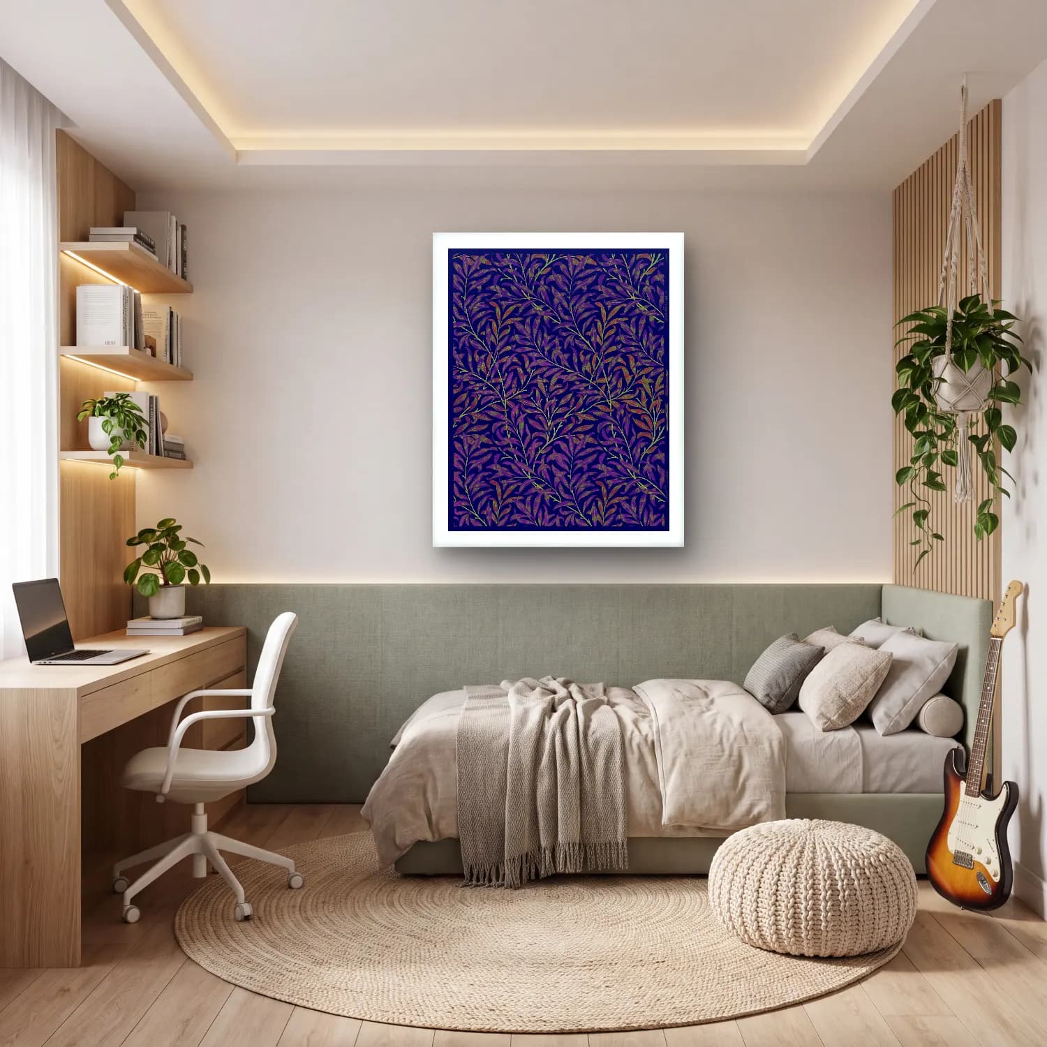 Botanik İllüstrasyon Çiçek Deseni No. 85 cam tablo — genç odasında