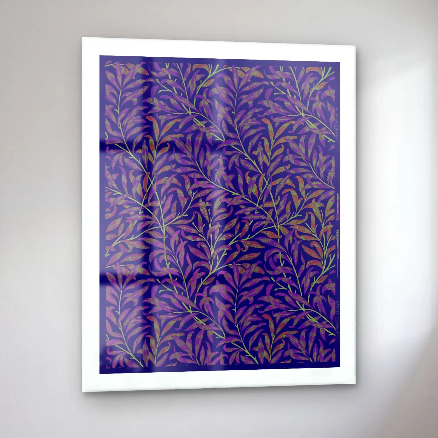Botanik İllüstrasyon Çiçek Deseni No. 85 cam tablo — sol açıdan görünüm