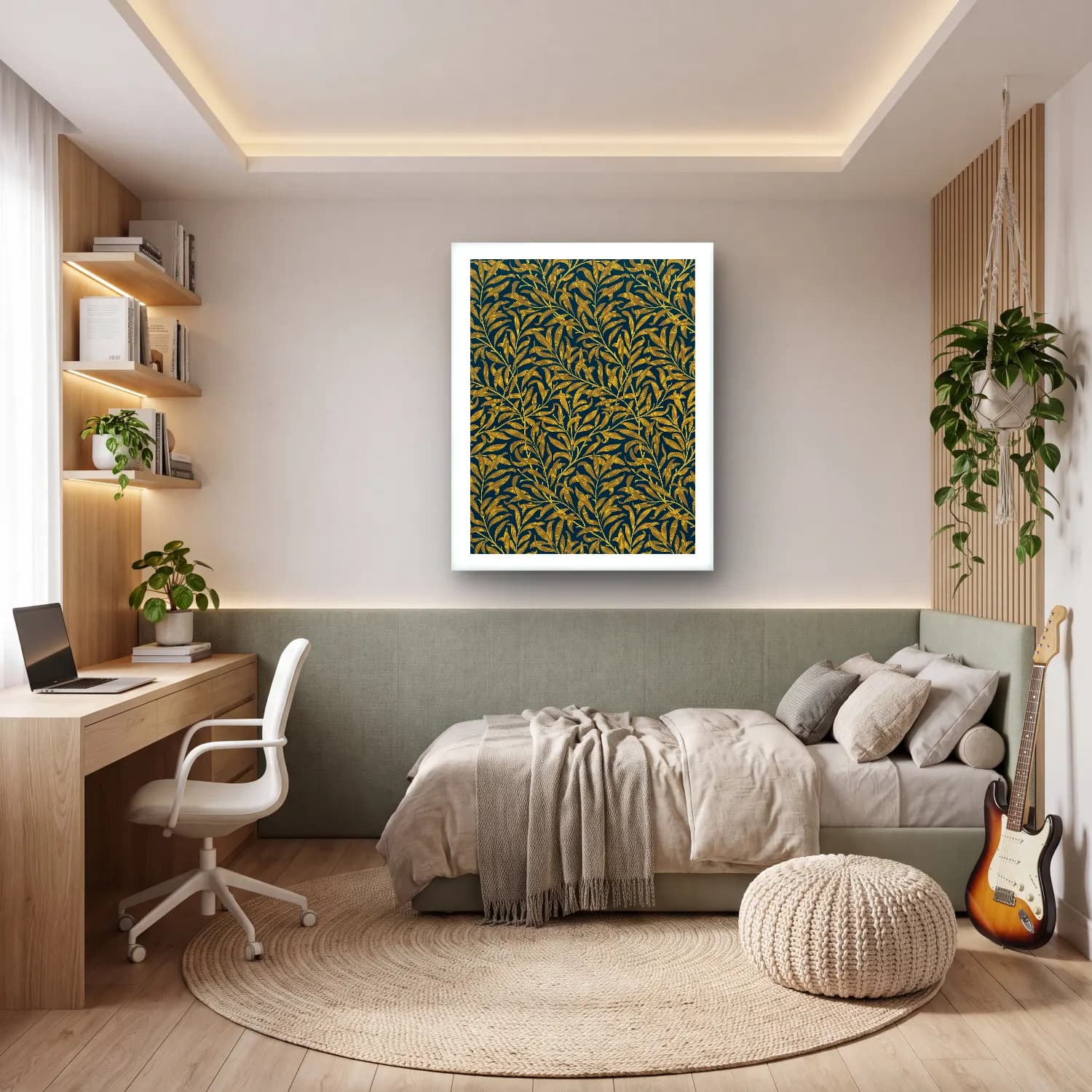 Botanik İllüstrasyon Çiçek Deseni No. 86 cam tablo — genç odasında
