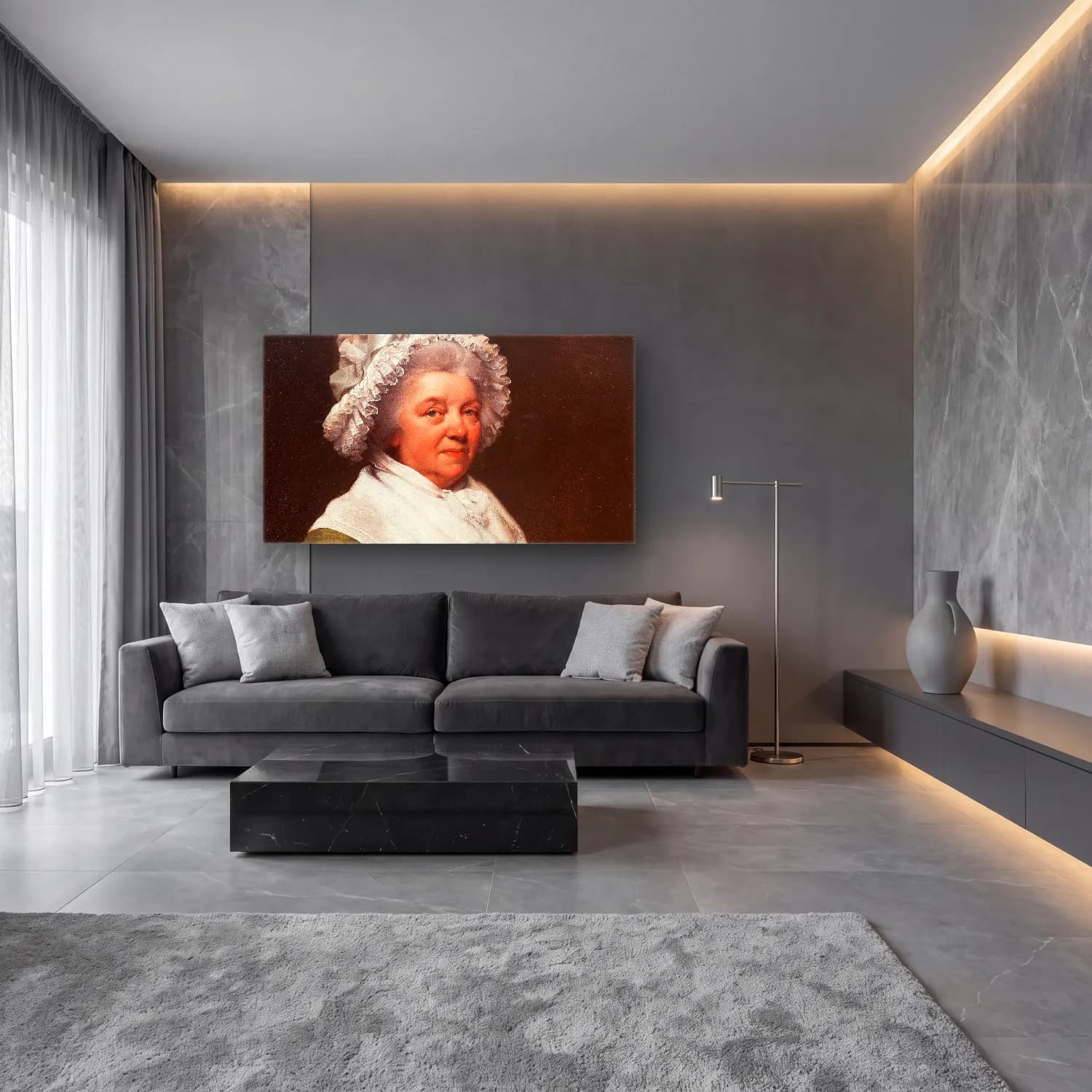 Joseph Wright – Portrait Of Mrs. Anthony Greatorex cam tablo — lüks salon duvarında