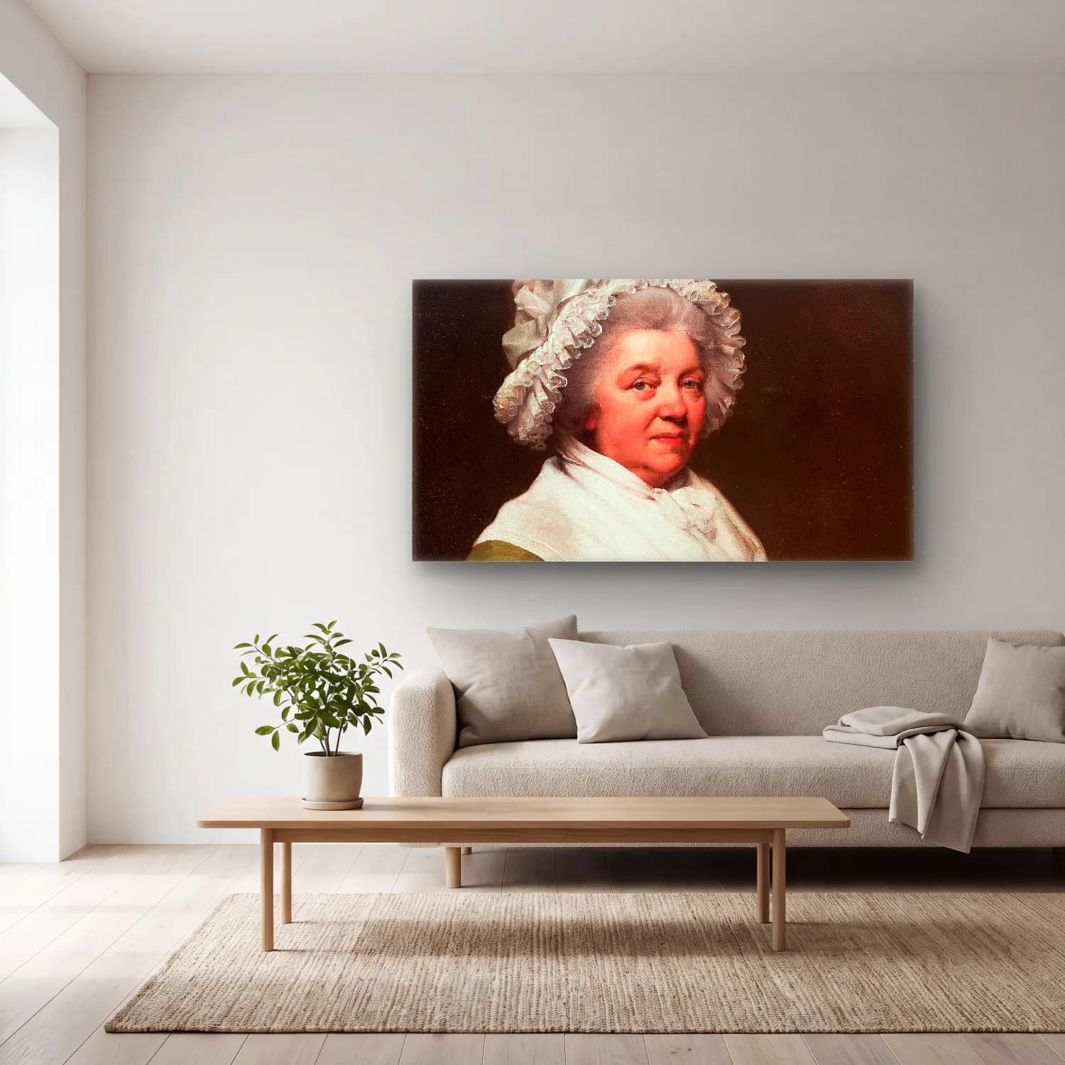 Joseph Wright – Portrait Of Mrs. Anthony Greatorex cam tablo — açık renk salonda