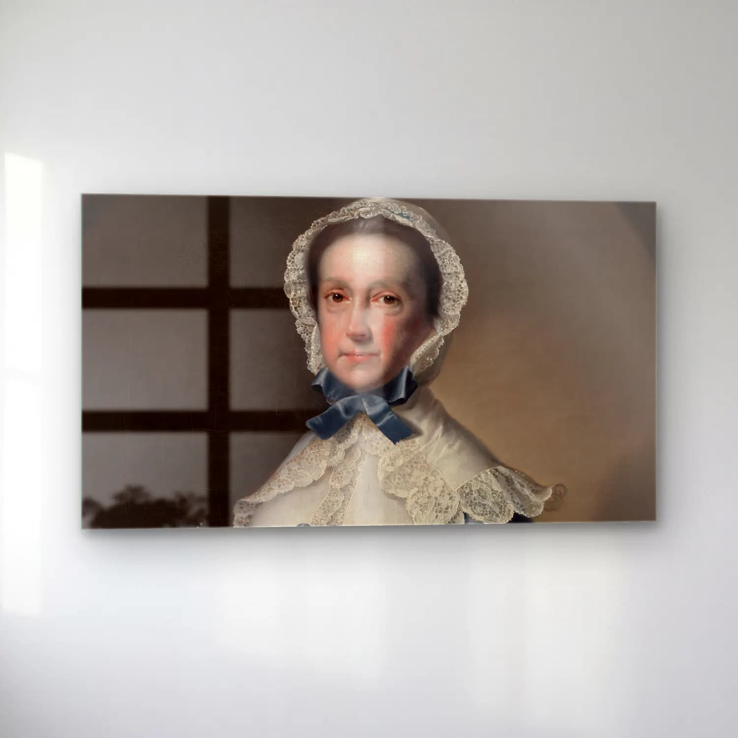 Joseph Wright – Portrait of Mrs. William Chase, Sr. (ca. 1760–65) cam tablo — sol açıdan görünüm