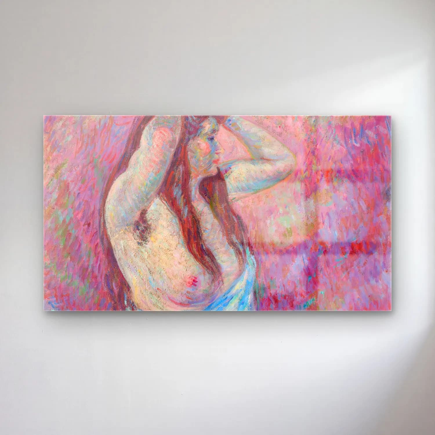 Armand Guillaumin – Jeune femme nue drapée cam tablo — Armand Guillaumin – Jeune femme nue drapée — empresyonist figür çalışması