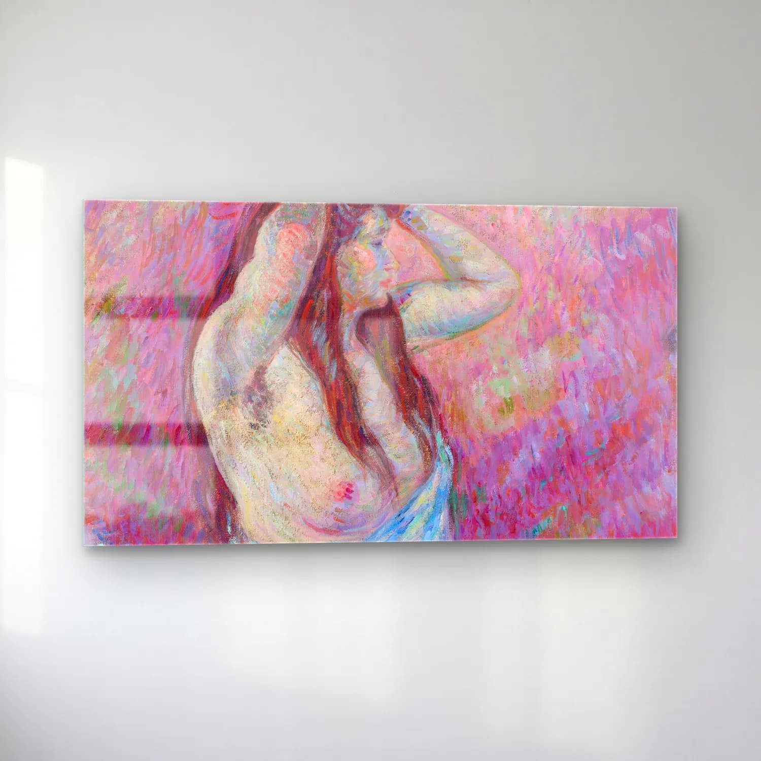 Armand Guillaumin – Jeune femme nue drapée cam tablo — sol açıdan görünüm