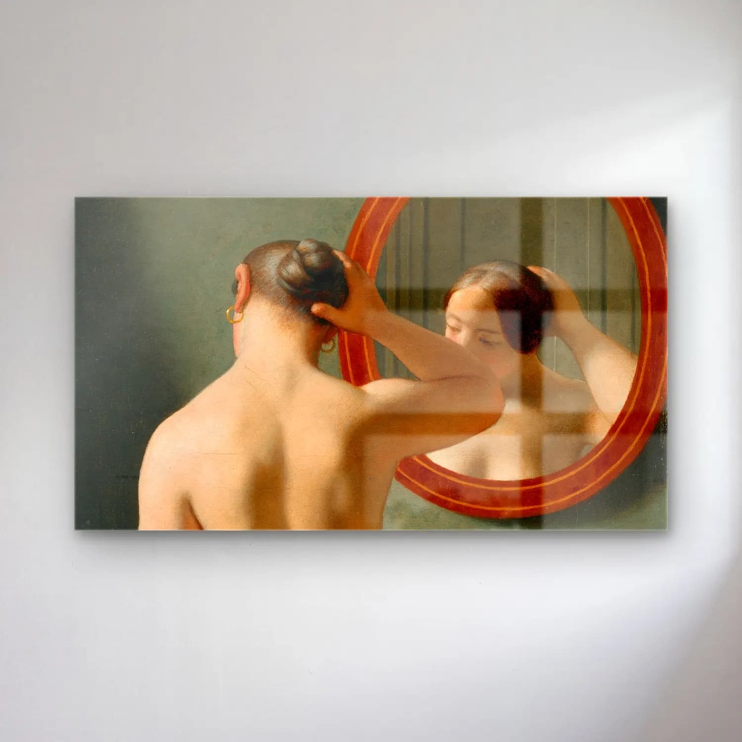 Christoffer Wilhelm Eckersberg – A Nude Woman Doing Her Hair Before A Mirror cam tablo — Christoffer Wilhelm Eckersberg – A Nude Woman Doing Her Hair Before A Mirror — yağlı boya figür çalışması