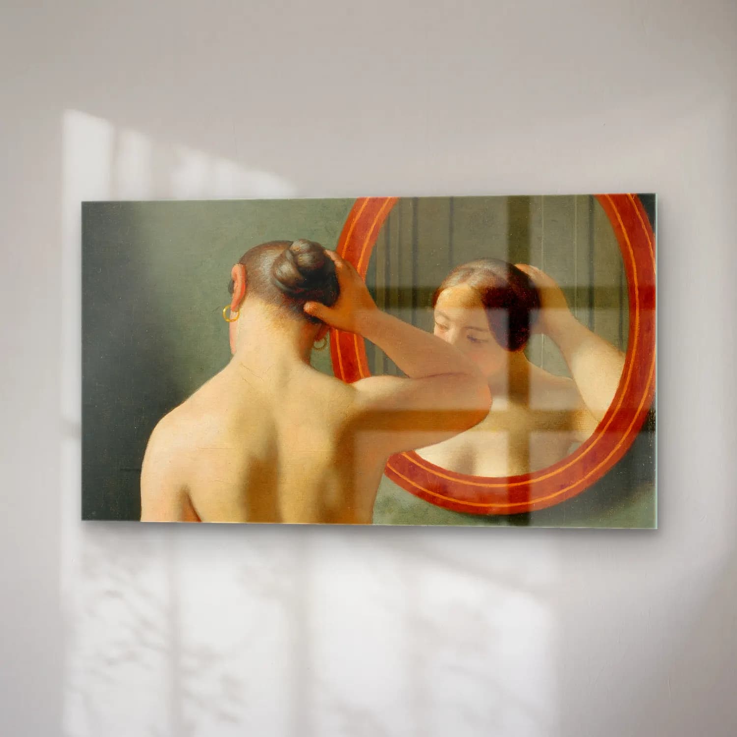 Christoffer Wilhelm Eckersberg – A Nude Woman Doing Her Hair Before A Mirror cam tablo — sağ açıdan görünüm