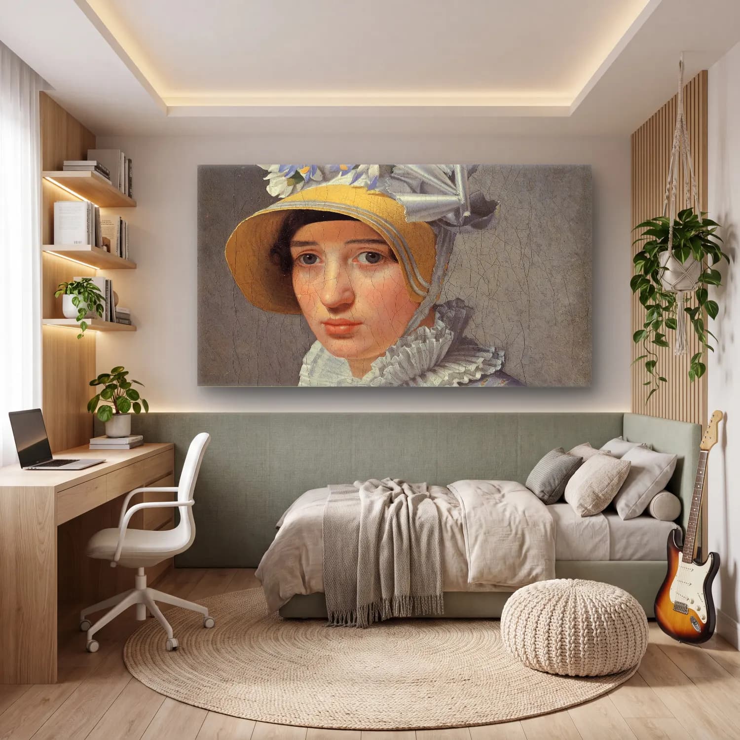 Christoffer Wilhelm Eckersberg – Portrait Of The Model Maddalena Or Anna Maria Uhden cam tablo — genç odasında