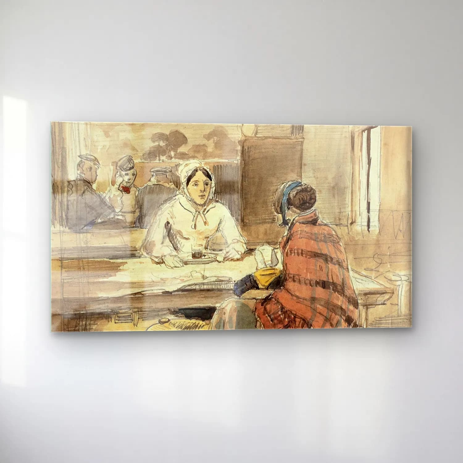 Johan Barthold Jongkind – Two Women in a Cafe cam tablo — sol açıdan görünüm