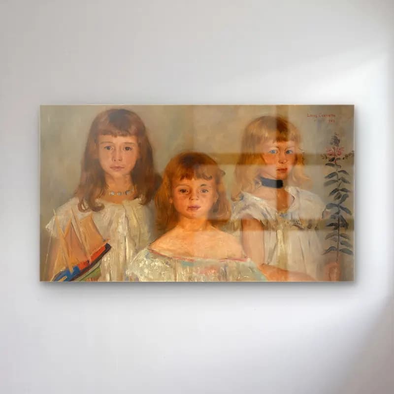 Lovis Corinth – Drei Kleine Mädchen (Three Girls) cam tablo — Lovis Corinth – Drei Kleine Mädchen (Three Girls) — empresyonist kız çocuğu portresi