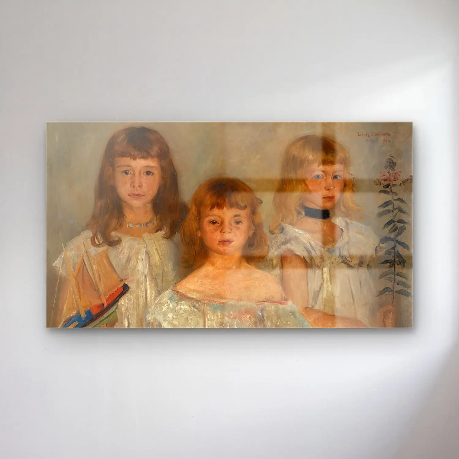 Lovis Corinth – Drei Kleine Mädchen (Three Girls) cam tablo — Lovis Corinth – Drei Kleine Mädchen (Three Girls) — empresyonist kız çocuğu portresi