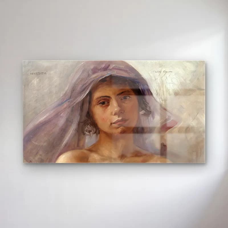 Lovis Corinth – Innocentia (ca 1890) cam tablo — Lovis Corinth – Innocentia (ca 1890) — yağlı boya kadın portresi