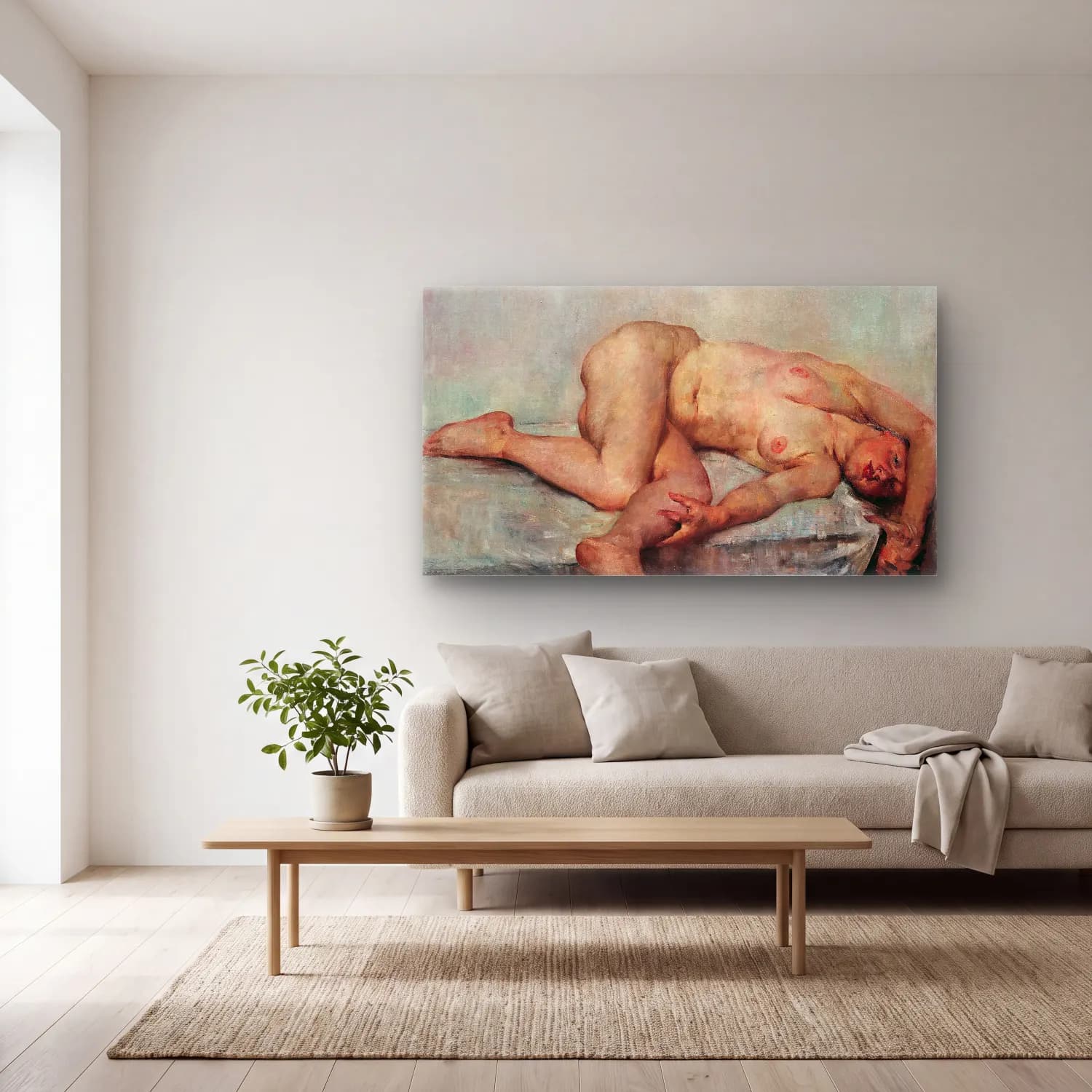 Lovis Corinth – Liegender Weiblicher Akt cam tablo — açık renk salonda
