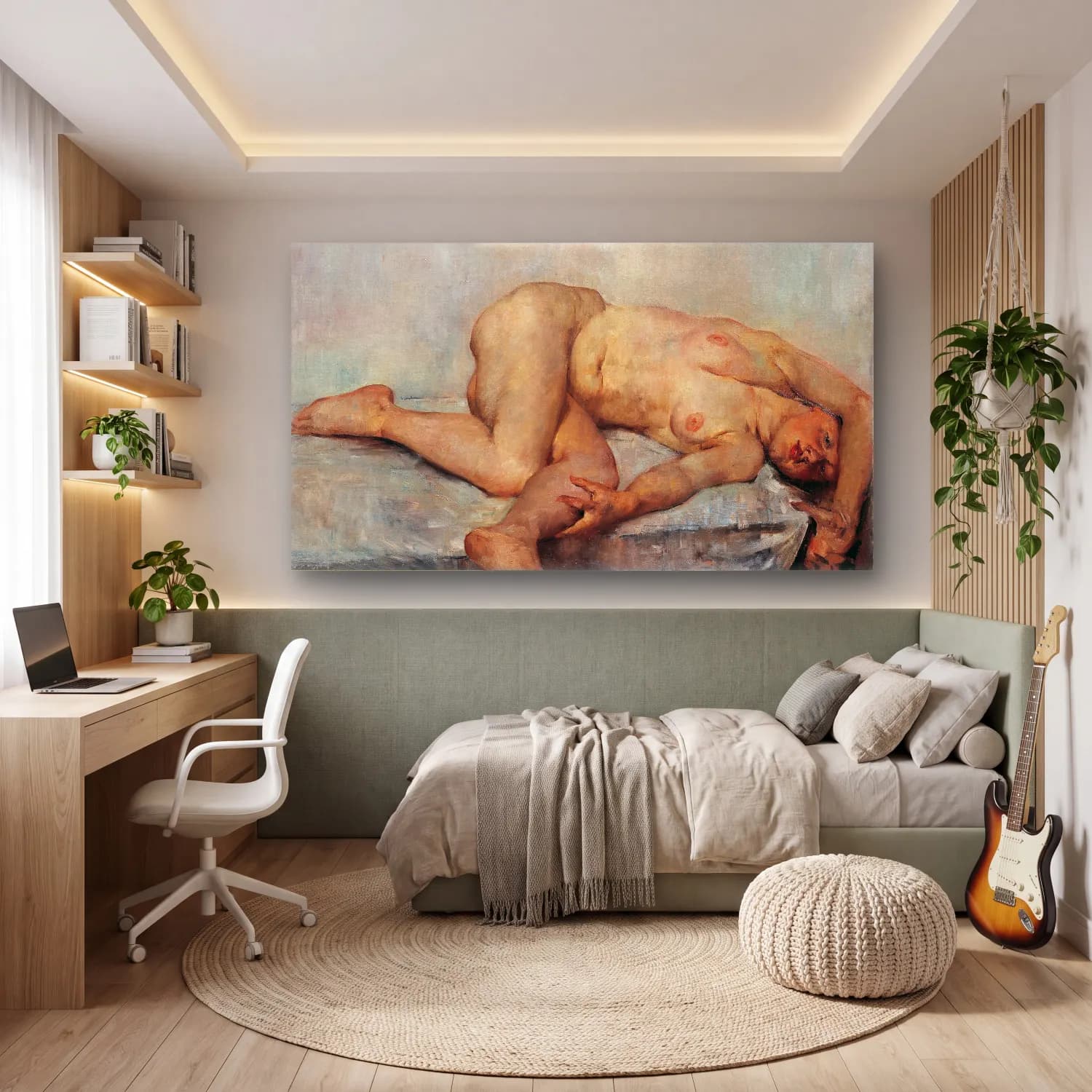 Lovis Corinth – Liegender Weiblicher Akt cam tablo — genç odasında